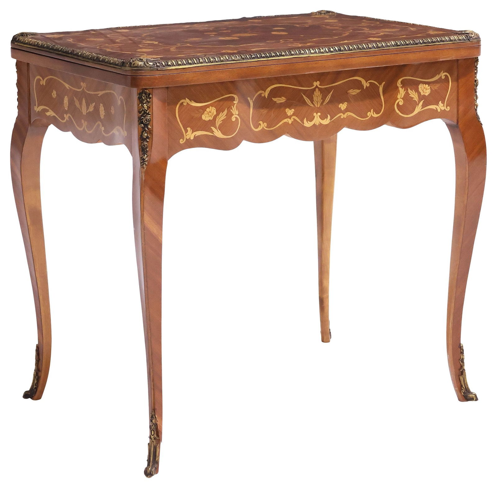 FRENCH LOUIS XV STYLE MARQUETRY & MAHOGANY FLIP-TOP GAMES TABLE (1 of 7)
