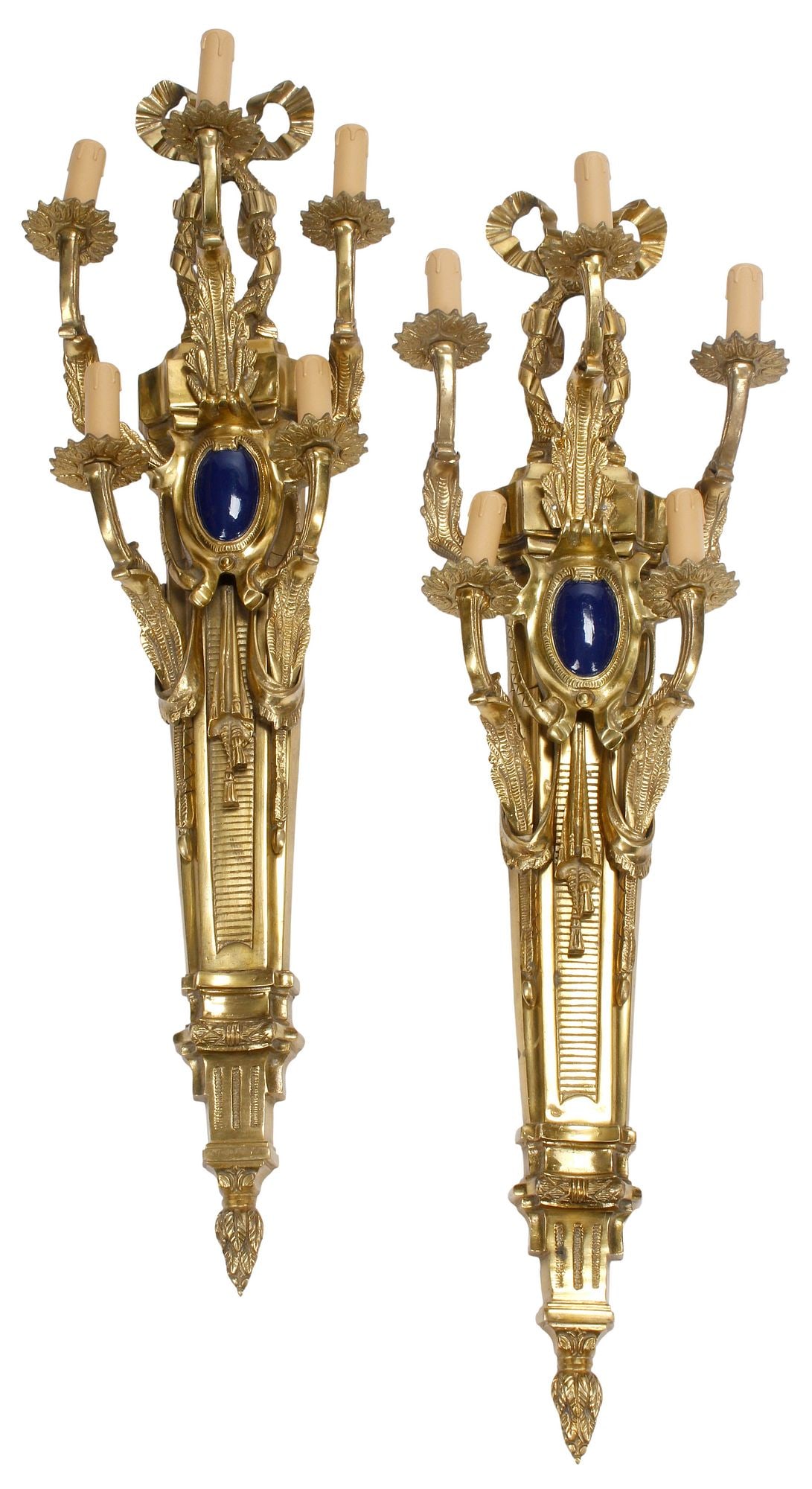 (2) LARGE REGENCE STYLE ORMOLU 5-LIGHT WALL SCONCES (1 of 4)