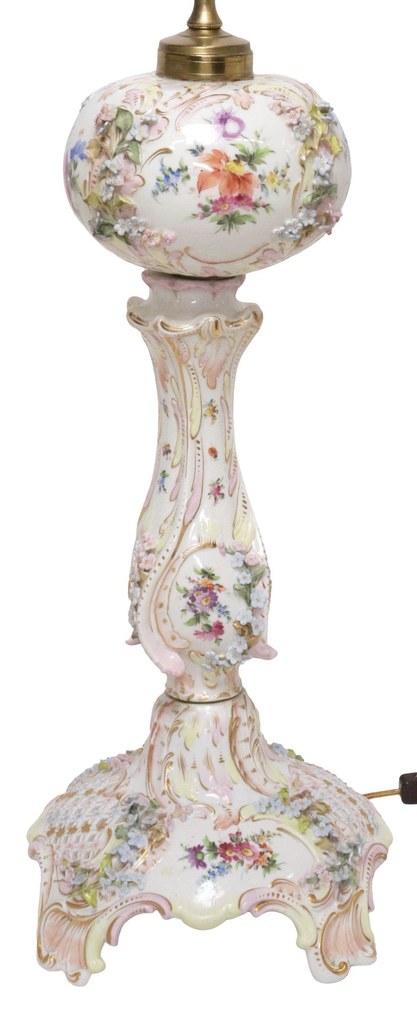 LARGE DRESDEN CARL THIEME PARCEL-GILT PORCELAIN TABLE LAMP, 37.5"H (1 of 8)