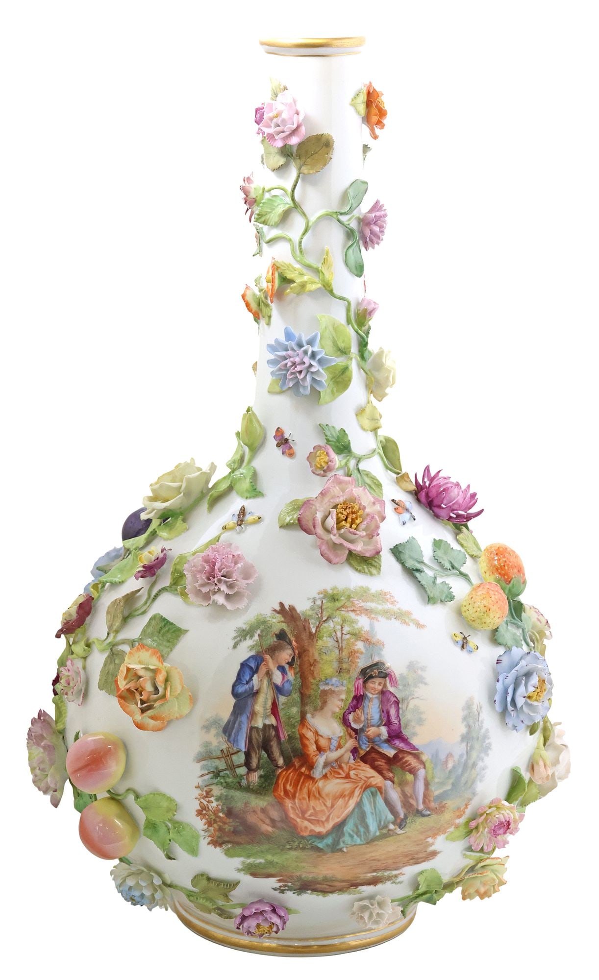 CARL THIEME DRESDEN MEISSEN STYLE PORCELAIN BOTTLE VASE (1 of 5)