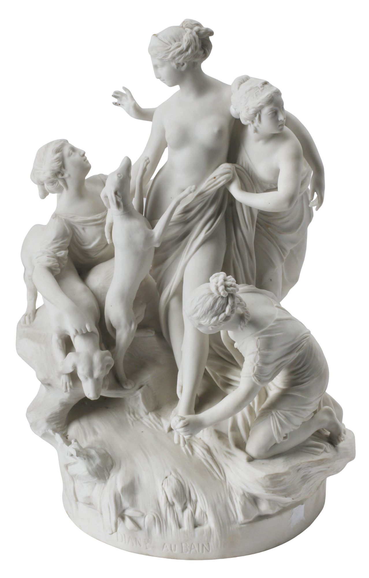 FRENCH SEVRES STYLE BISCUIT PORCELAIN FIGURAL SCULPTURE, 'DIANE AU BAIN' (1 of 8)