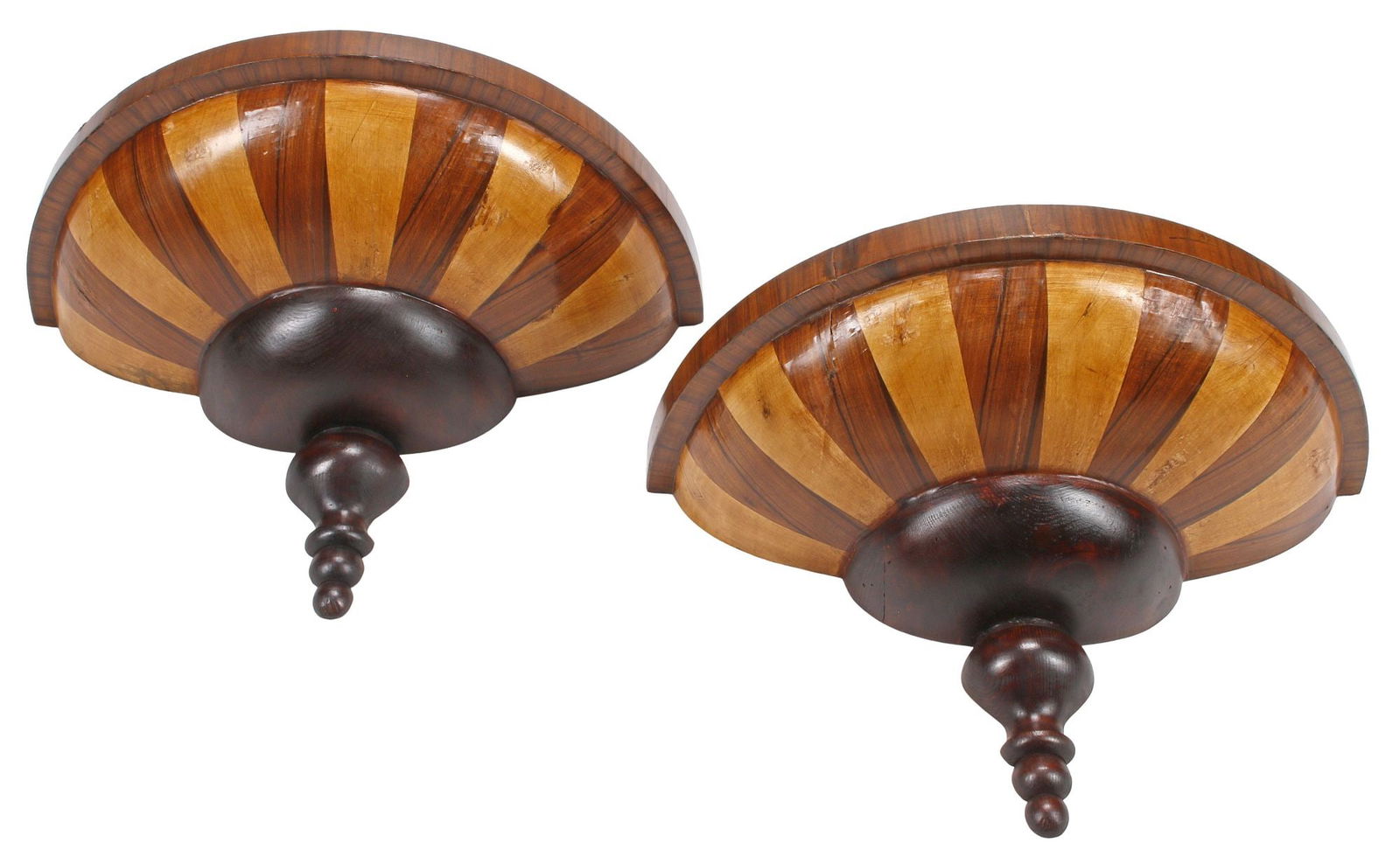 (2) REGENCY STYLE DEMILUNE PARQUETRY WALL BRACKETS (1 of 3)