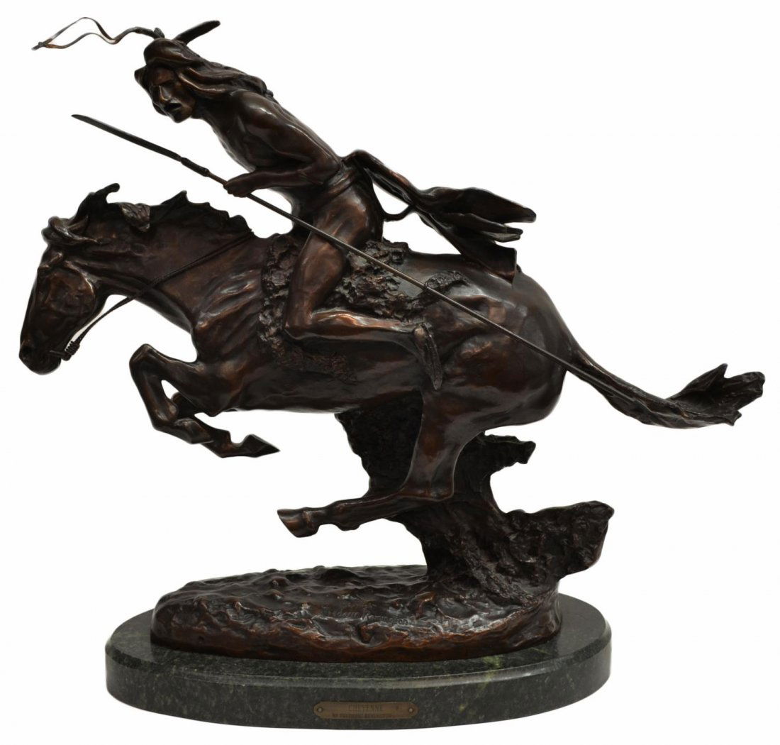 AFTER FREDERIC REMINGTON INDIAN BRONZE SCULPTURE May 25, 2013