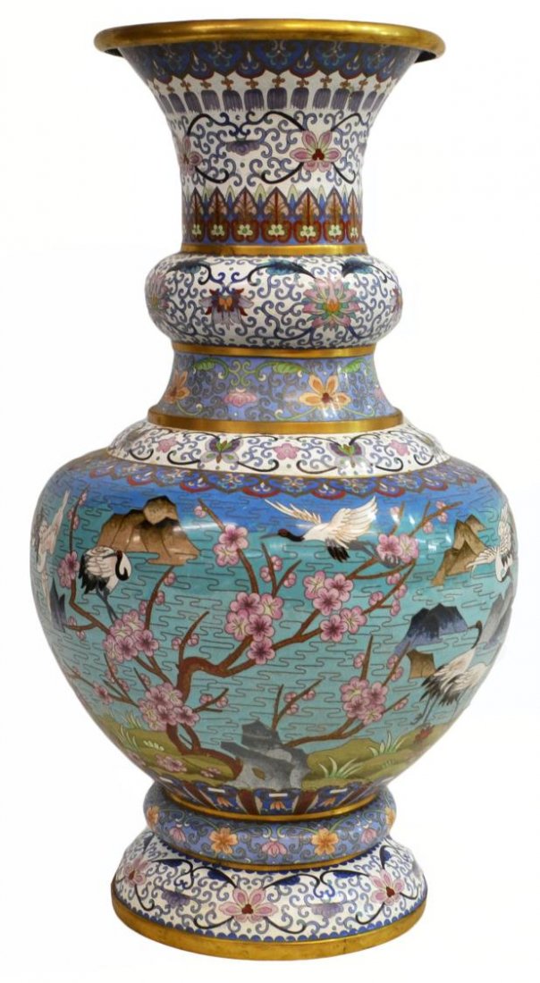 LARGE CHINESE CLOISONNE ENAMEL VASE - 2