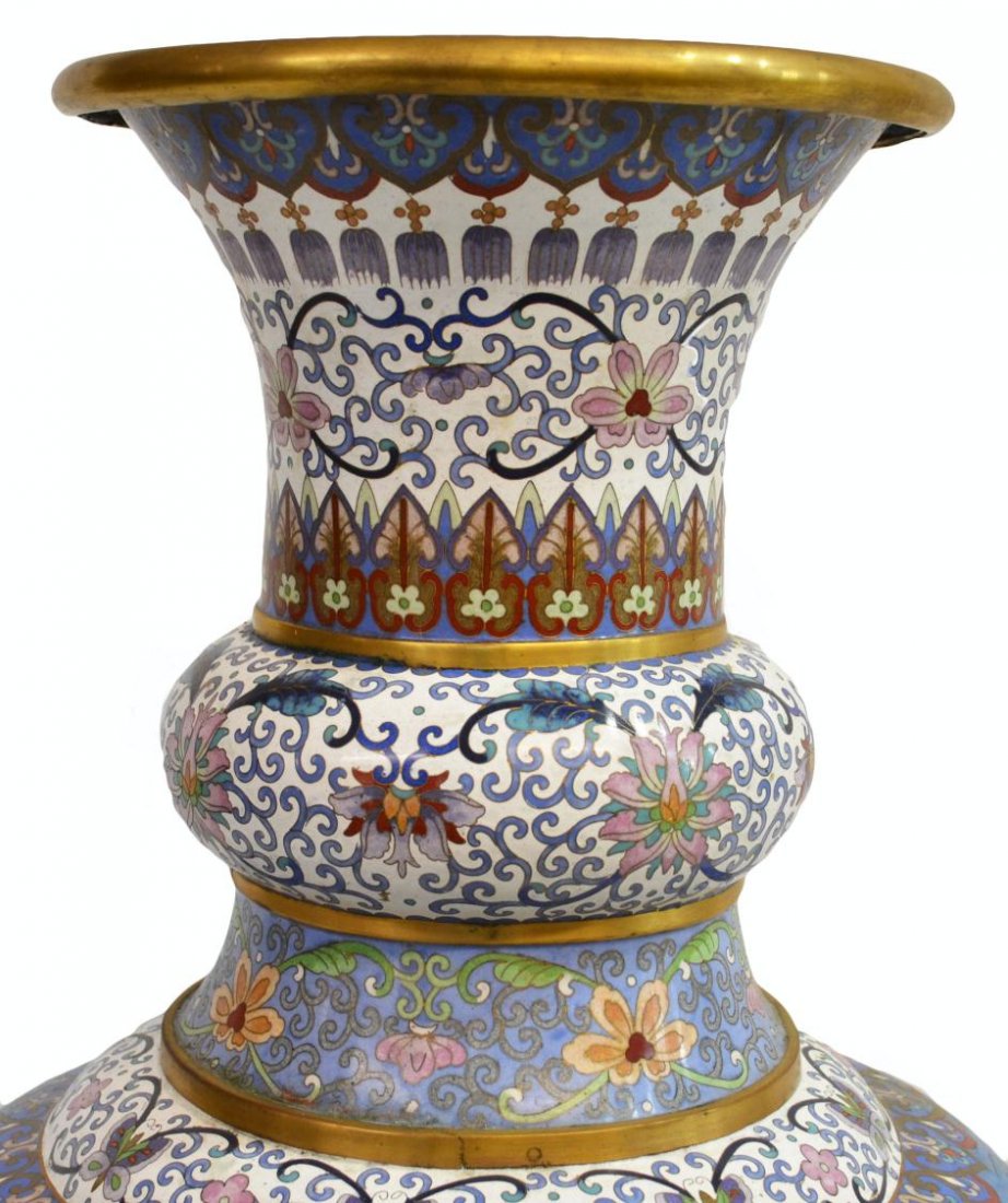 LARGE CHINESE CLOISONNE ENAMEL VASE - 4