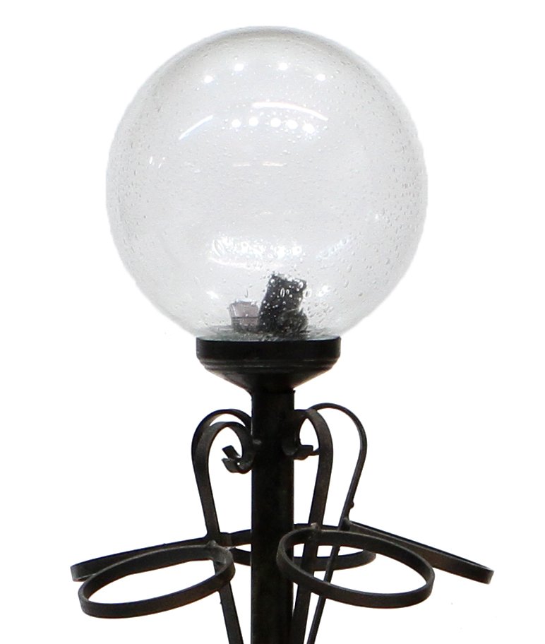 ITALIAN BLACK WROUGHT IRON & GLASS FLOOR LAMP - 2