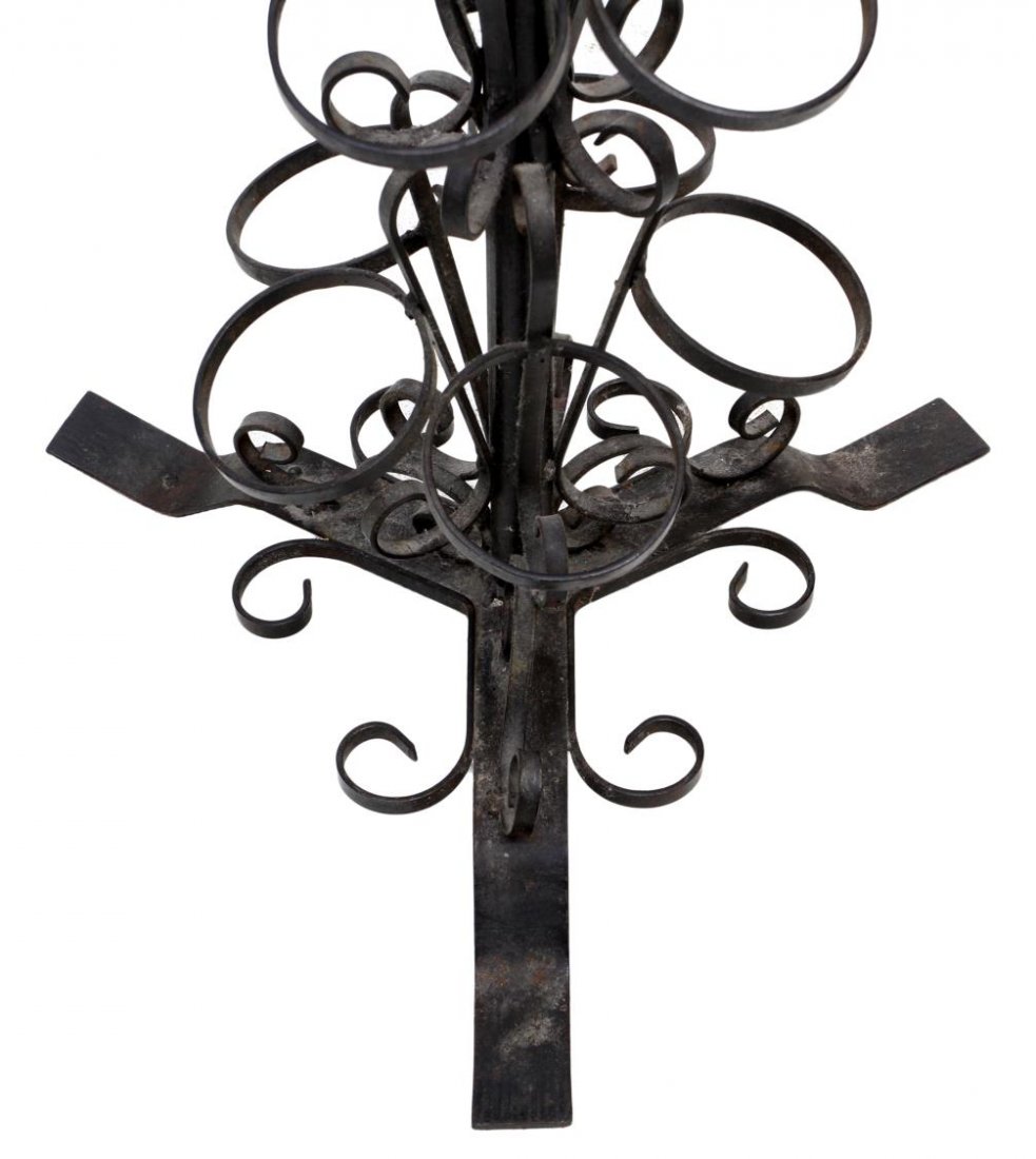 ITALIAN BLACK WROUGHT IRON & GLASS FLOOR LAMP - 3