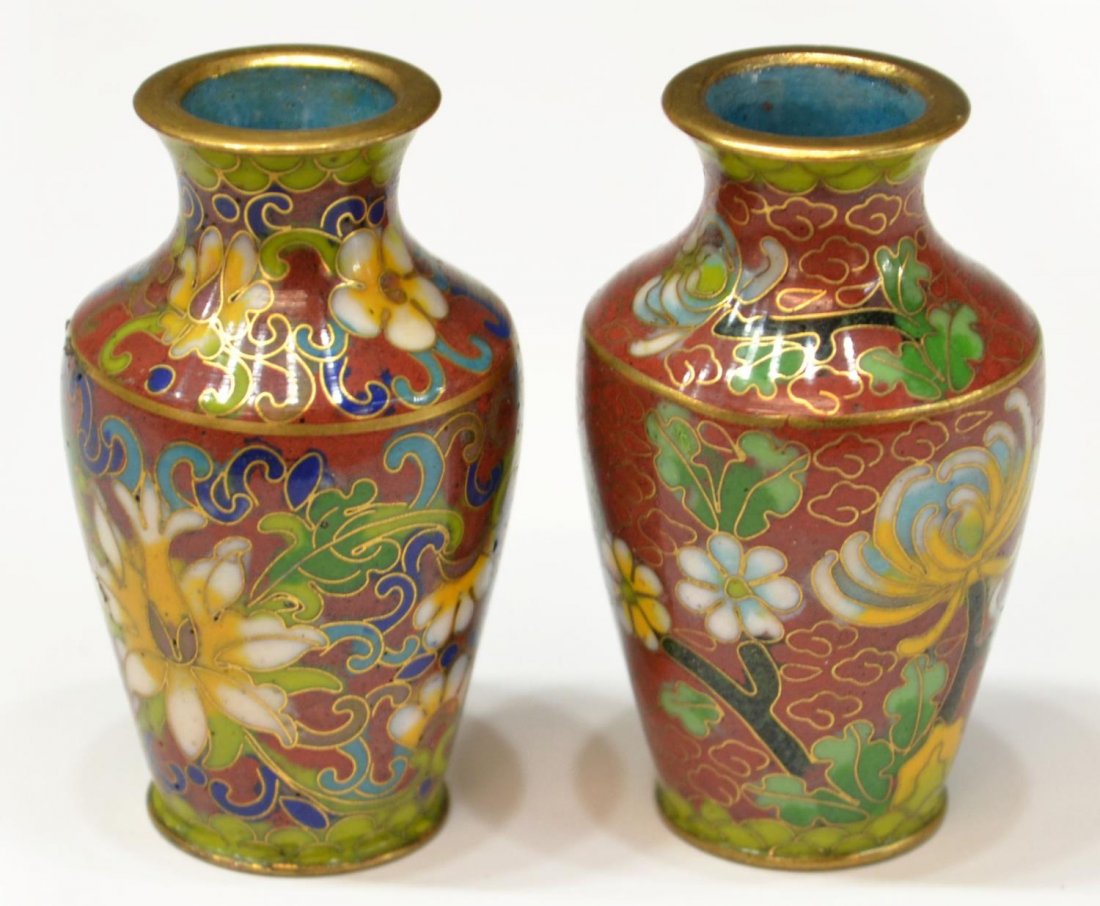 (5) DIMINUTIVE CLOISONNE ENAMEL CABINET ITEMS - 4