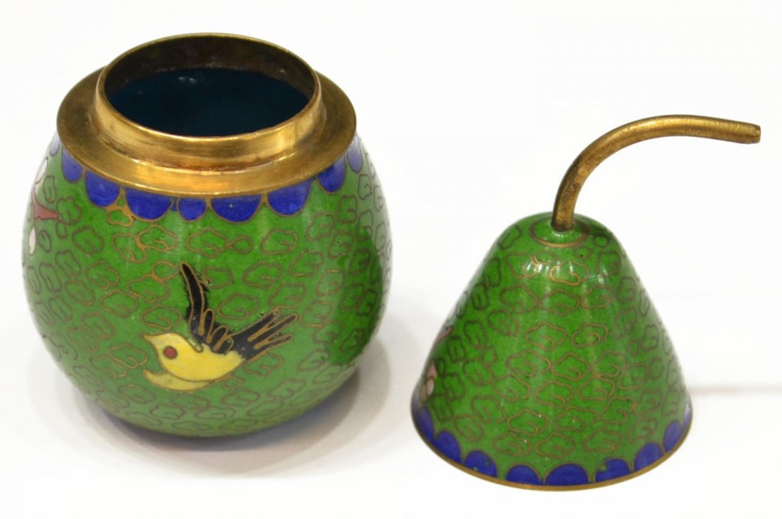 (5) DIMINUTIVE CLOISONNE ENAMEL CABINET ITEMS - 6