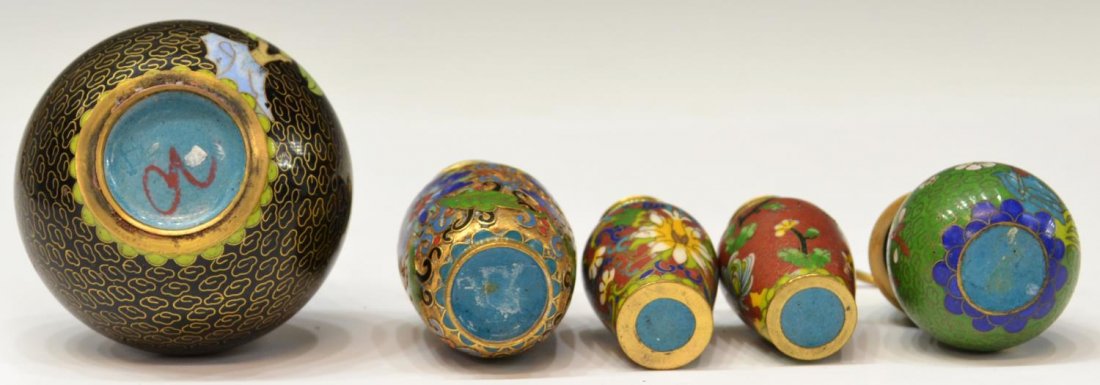 (5) DIMINUTIVE CLOISONNE ENAMEL CABINET ITEMS - 7