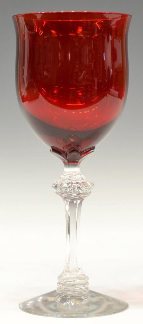 (8) FINE RUBY & CLEAR GOBLETS STEMWARE - 2