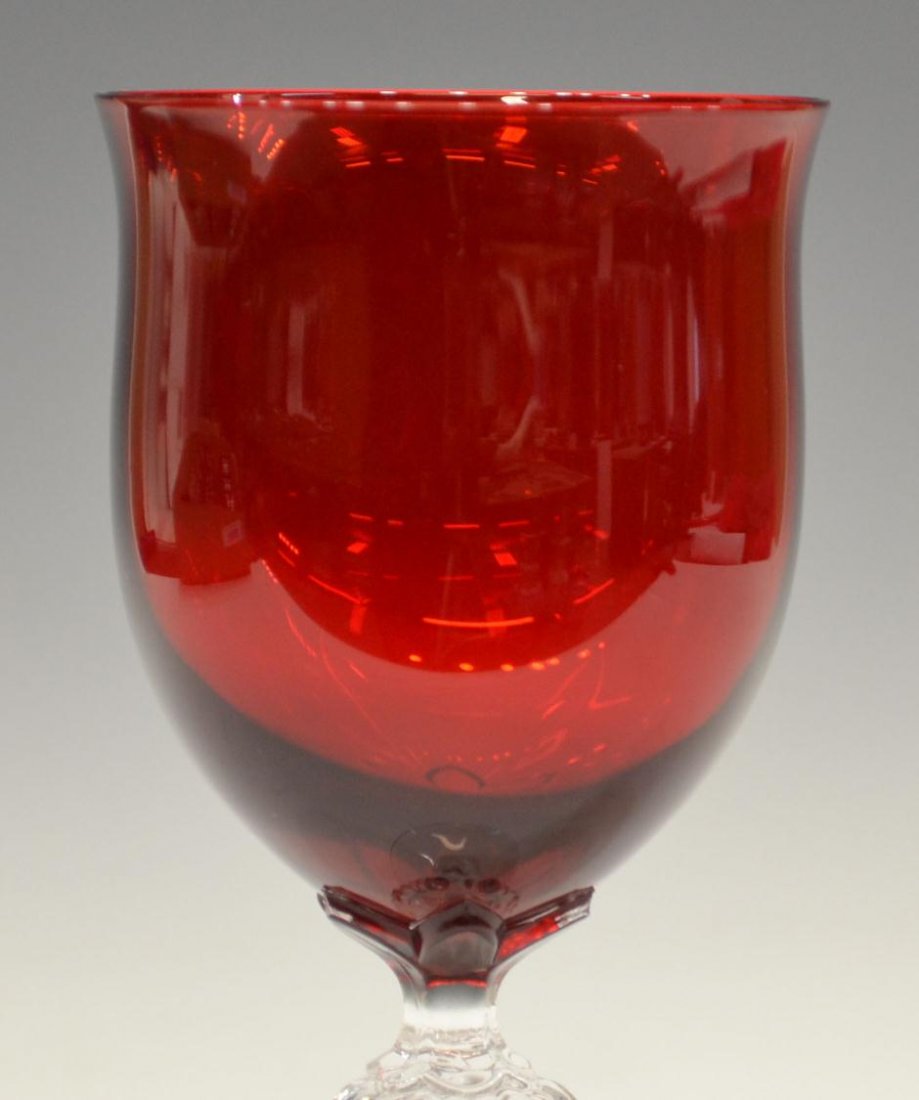 (8) FINE RUBY & CLEAR GOBLETS STEMWARE - 3