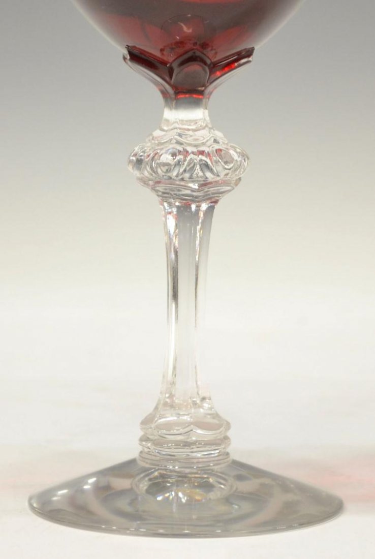 (8) FINE RUBY & CLEAR GOBLETS STEMWARE - 4