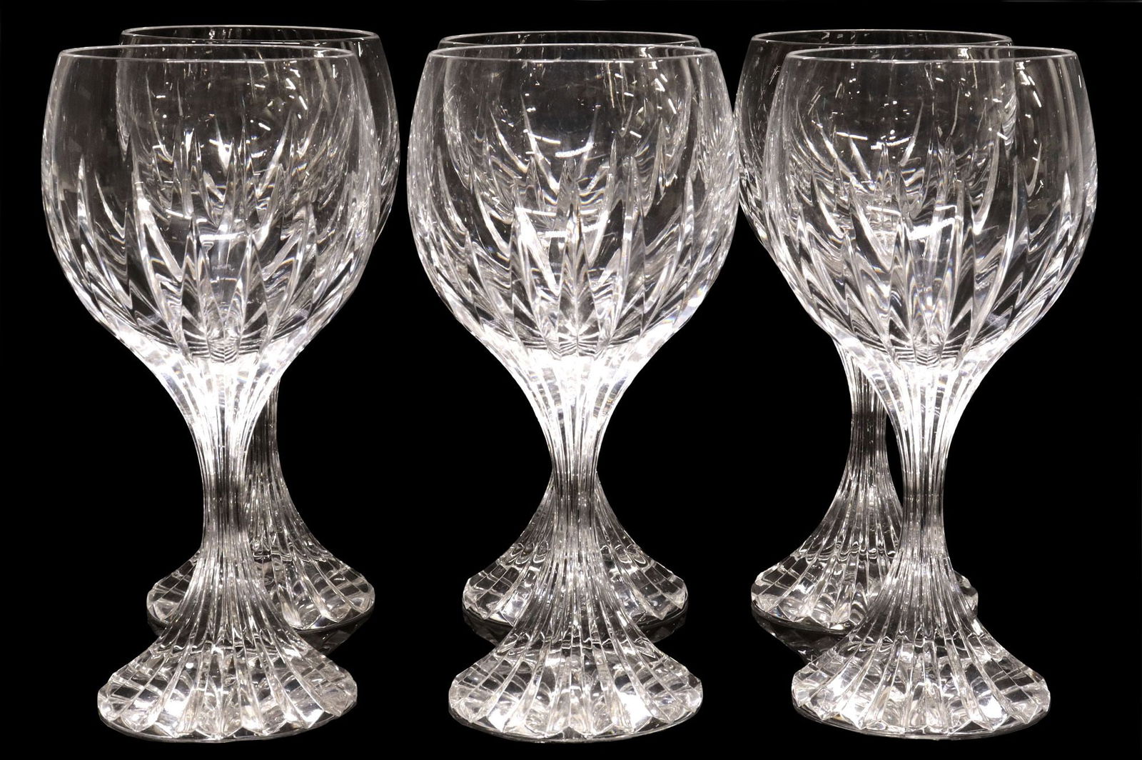 (6) BACCARAT 'MASSENA' CUT CRYSTAL WHITE WINE GLASSES (1 of 3)