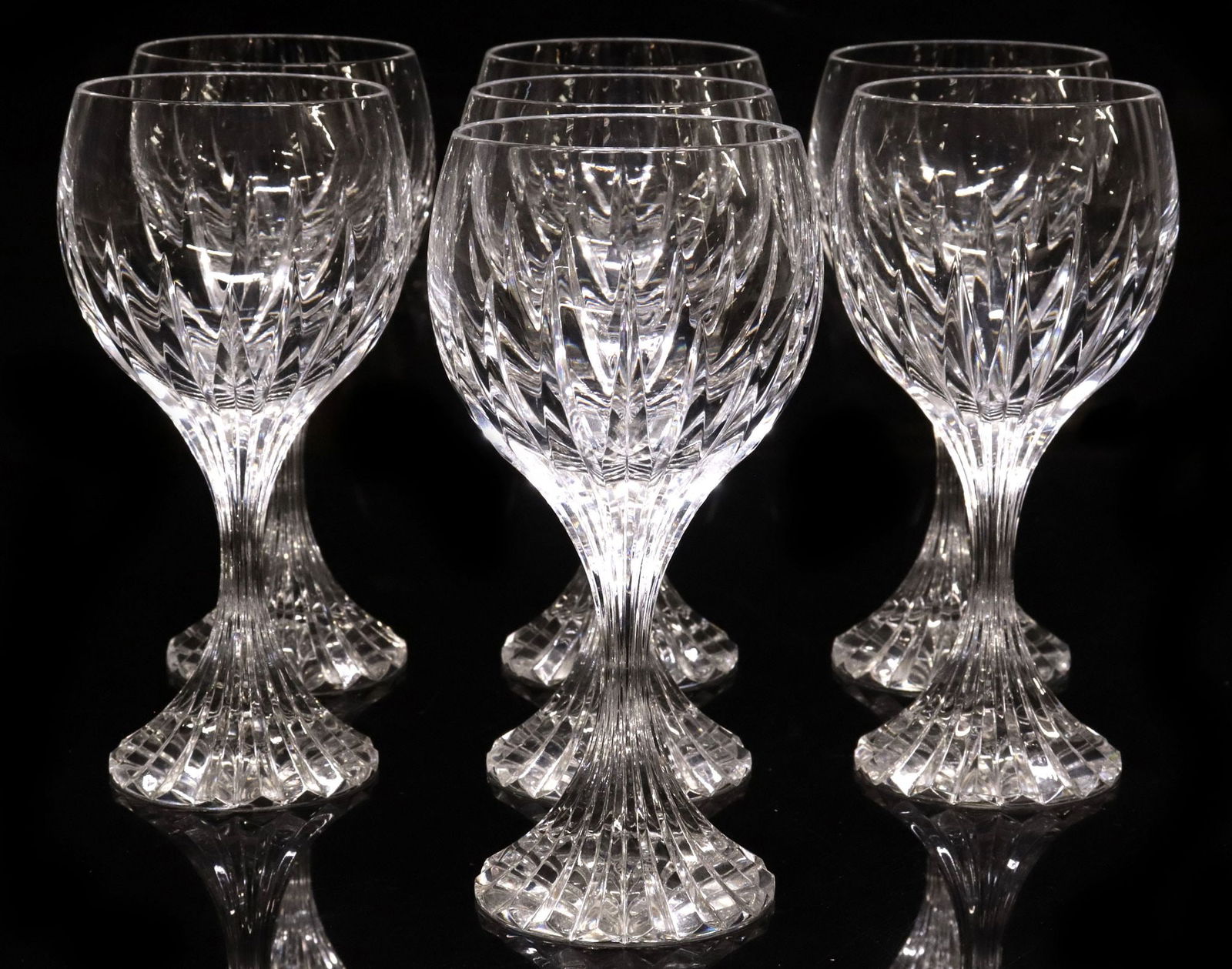 (7) BACCARAT 'MASSENA' CUT CRYSTAL BORDEAUX WINE GLASSES (1 of 3)