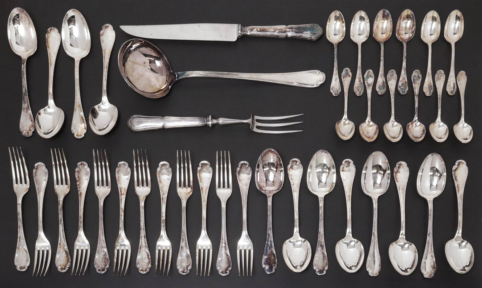 (39) CHRISTOFLE FLEURON SILVERPLATE FLATWARE SERVICE IN BRANDED BOX & 2 OTHERS (1 of 7)