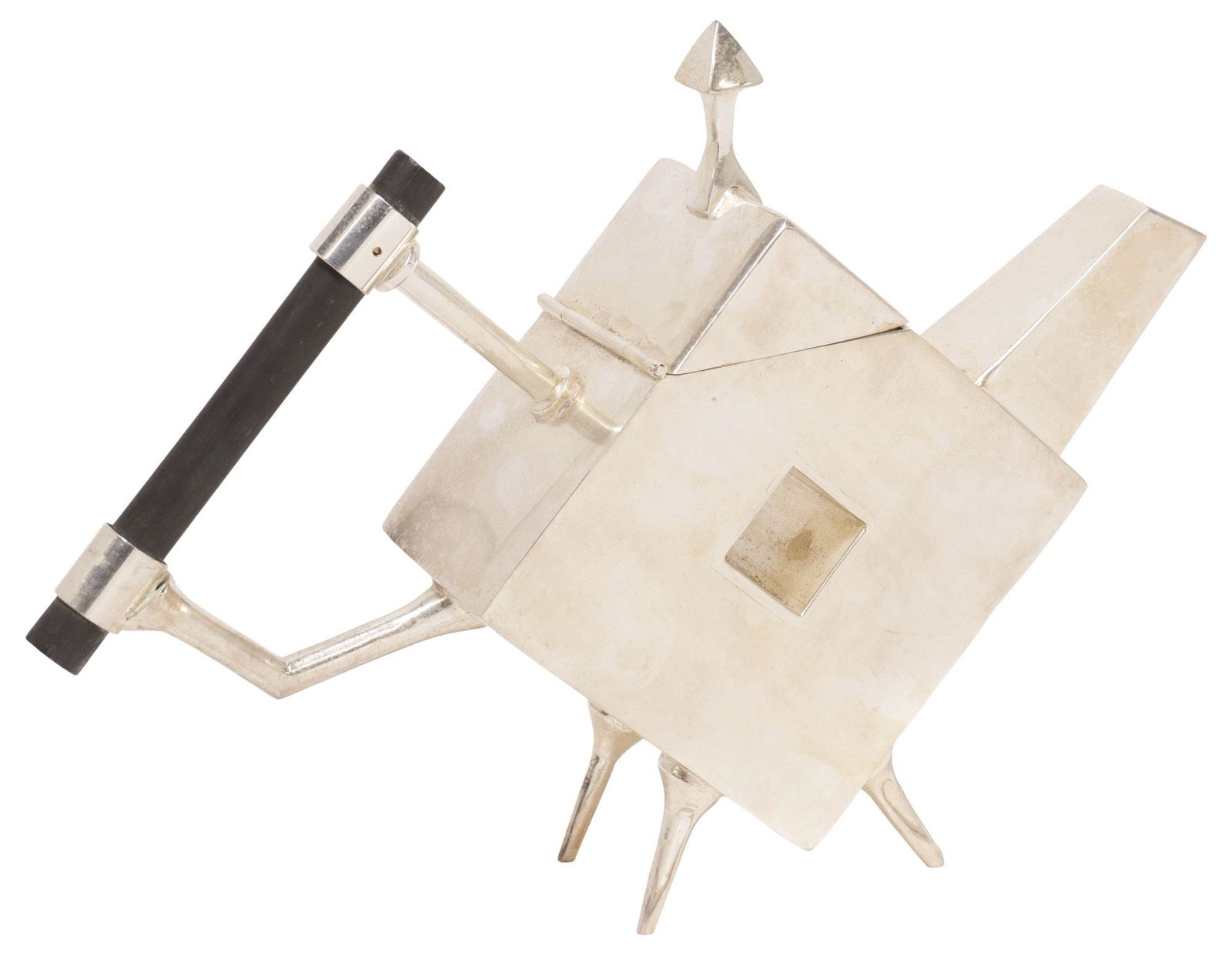 AFTER CHRISTOPHER DRESSER (D.1904) ENGLISH MODERNIST SILVERPLATE TEAPOT (1 of 5)