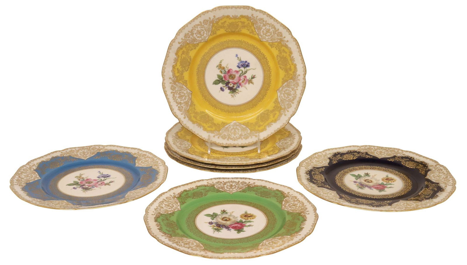 (7) HUTSCHENREUTHER 'MADELEINE' PARCEL-GILT PORCELAIN CABINET PLATES (1 of 4)