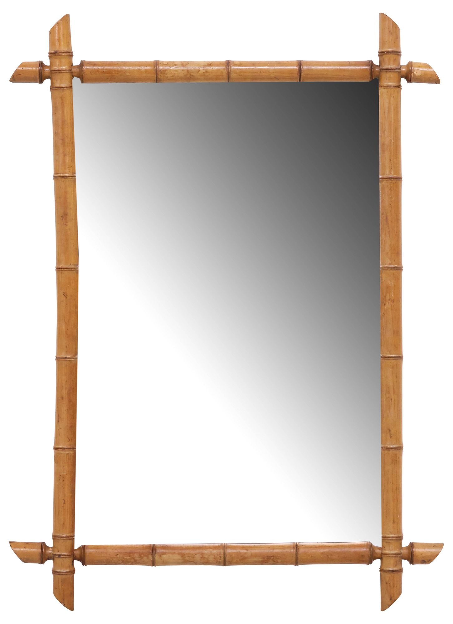 FRENCH TURNED WOOD FAUX BAMBOO MIRROR, 35.5" X 25.5" (1 of 3)