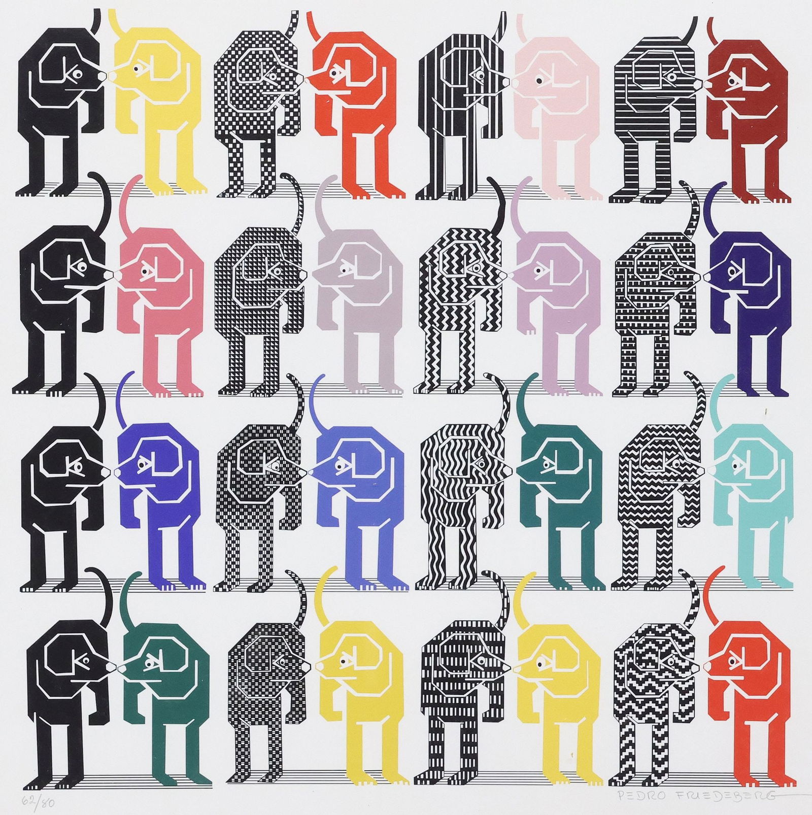 PEDRO FRIEDEBERG (MEXICO, B.1936) SERIGRAPH PRINT, 'PERROS' (1 of 4)