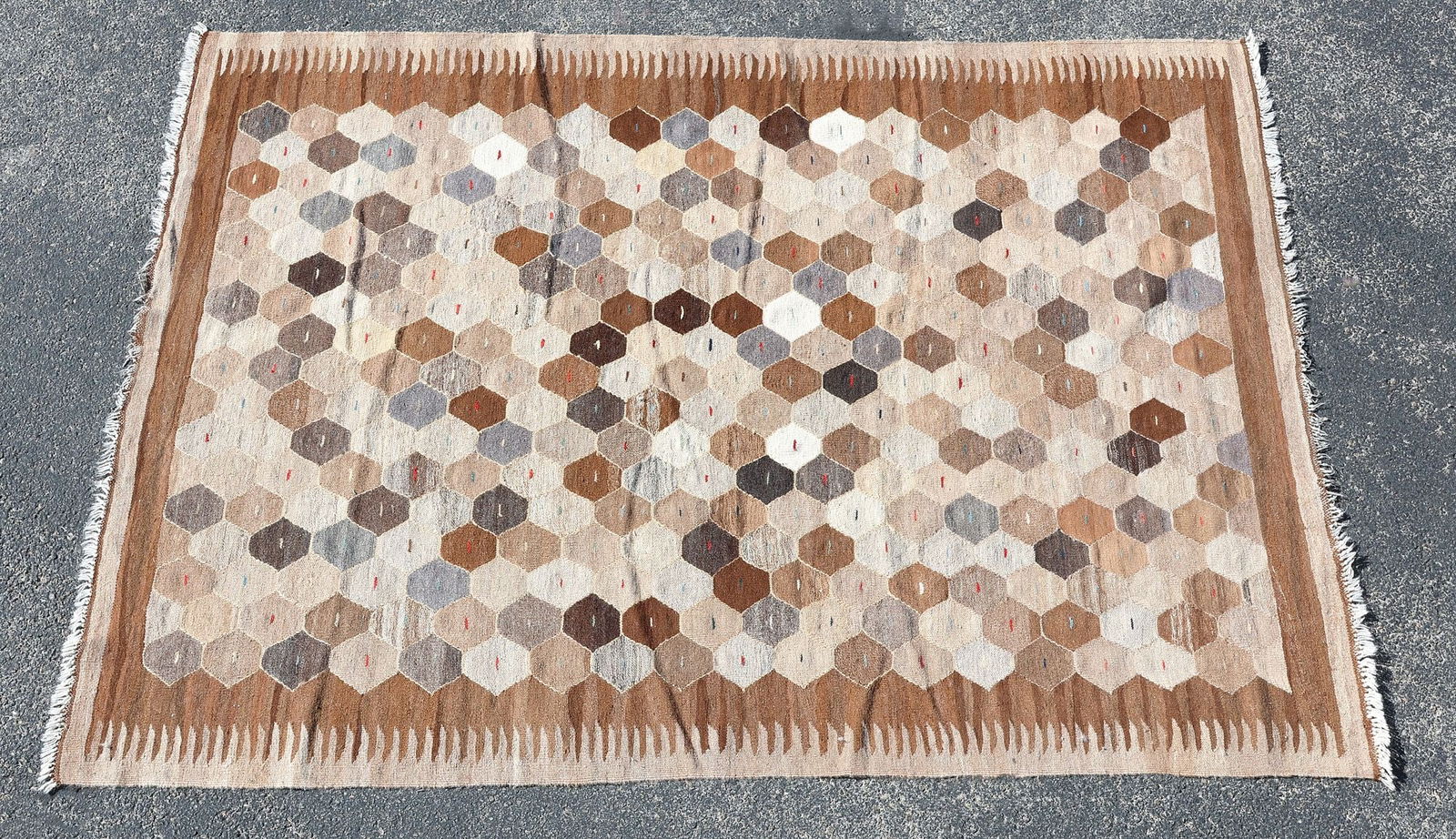 ESTATE FLATWOVEN KILIM HONEYCOMB RUG, 7'10" X 6' (1 of 3)