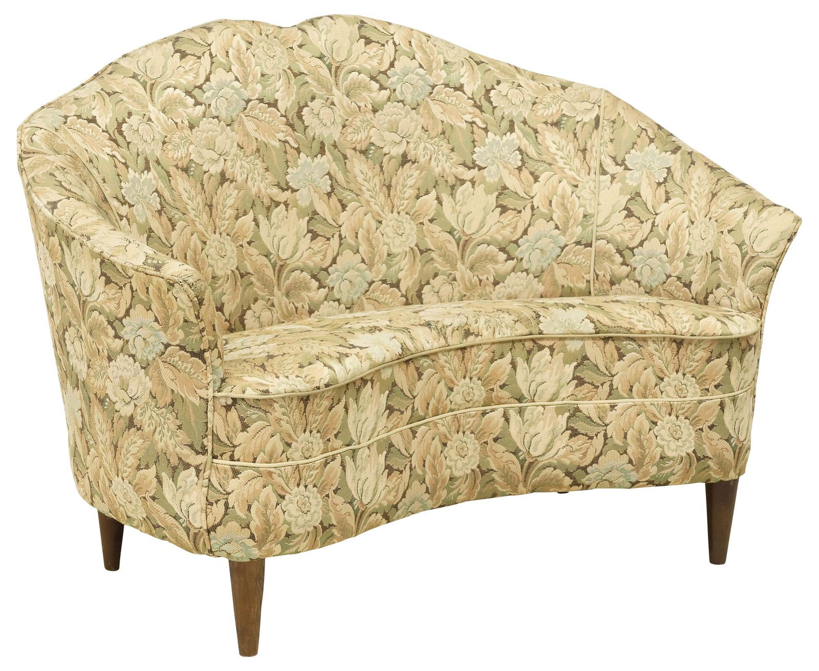 ITALIAN MID-CENTURY MODERN UPHOLSTERED CAMELBACK SETTEE / SOFA (1 of 3)