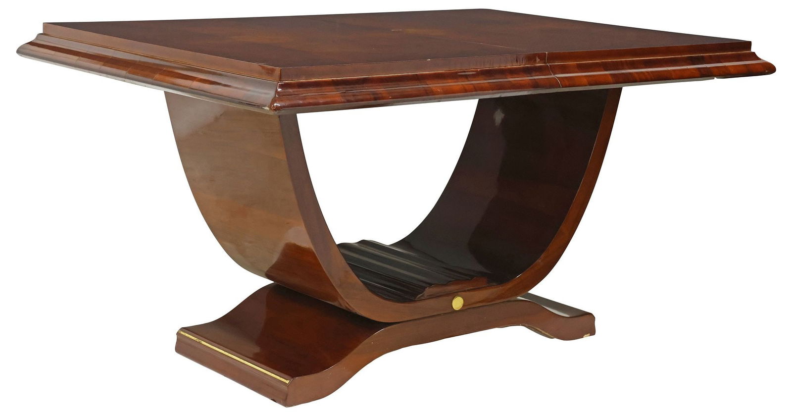 FRENCH ART DECO PERIOD LACQUERED MAHOGANY EXTENSION DINING TABLE (1 of 6)