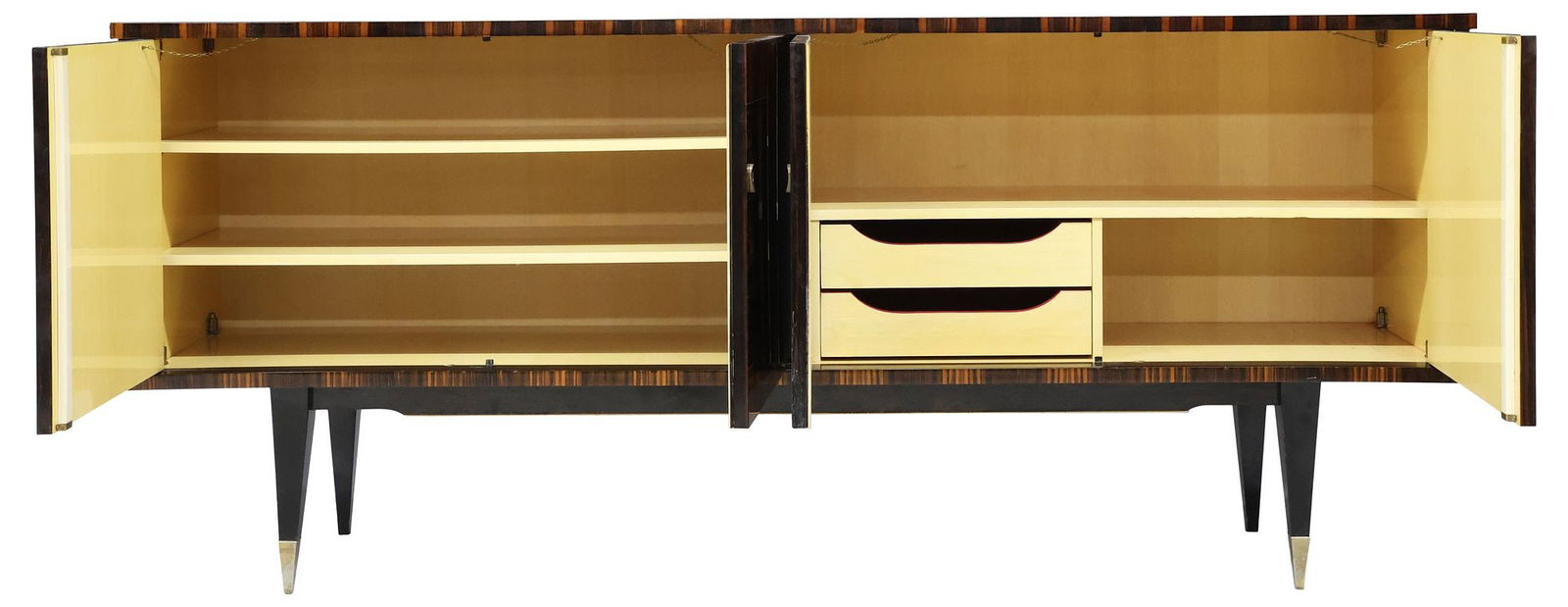 FRENCH MID-CENTURY MODERN LACQUERED EXOTIC VENEER SIDEBOARD - 3