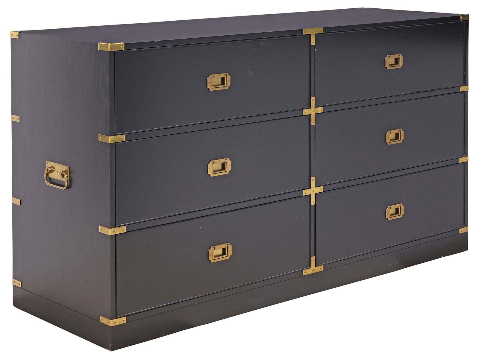 WILLIAMS SONOMA 'CAMPAIGN' LACQUERED 6-DRAWER CHEST (1 of 6)
