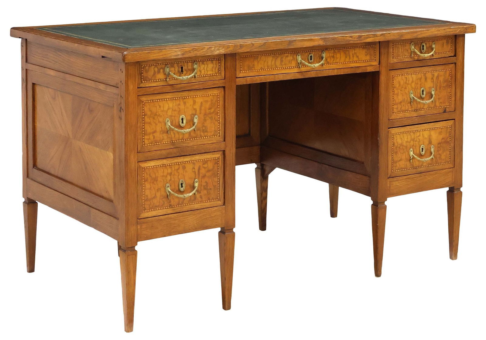 ITALIAN CASA MODERNA LEATHER-TOP MATCHED-VENEER WRITING DESK (1 of 6)
