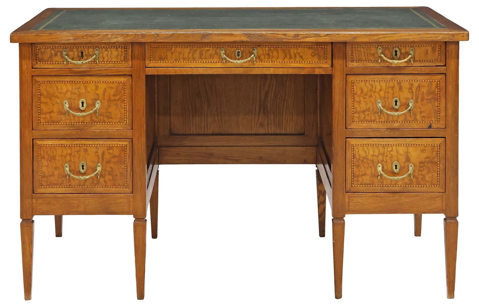 ITALIAN CASA MODERNA LEATHER-TOP MATCHED-VENEER WRITING DESK - 2