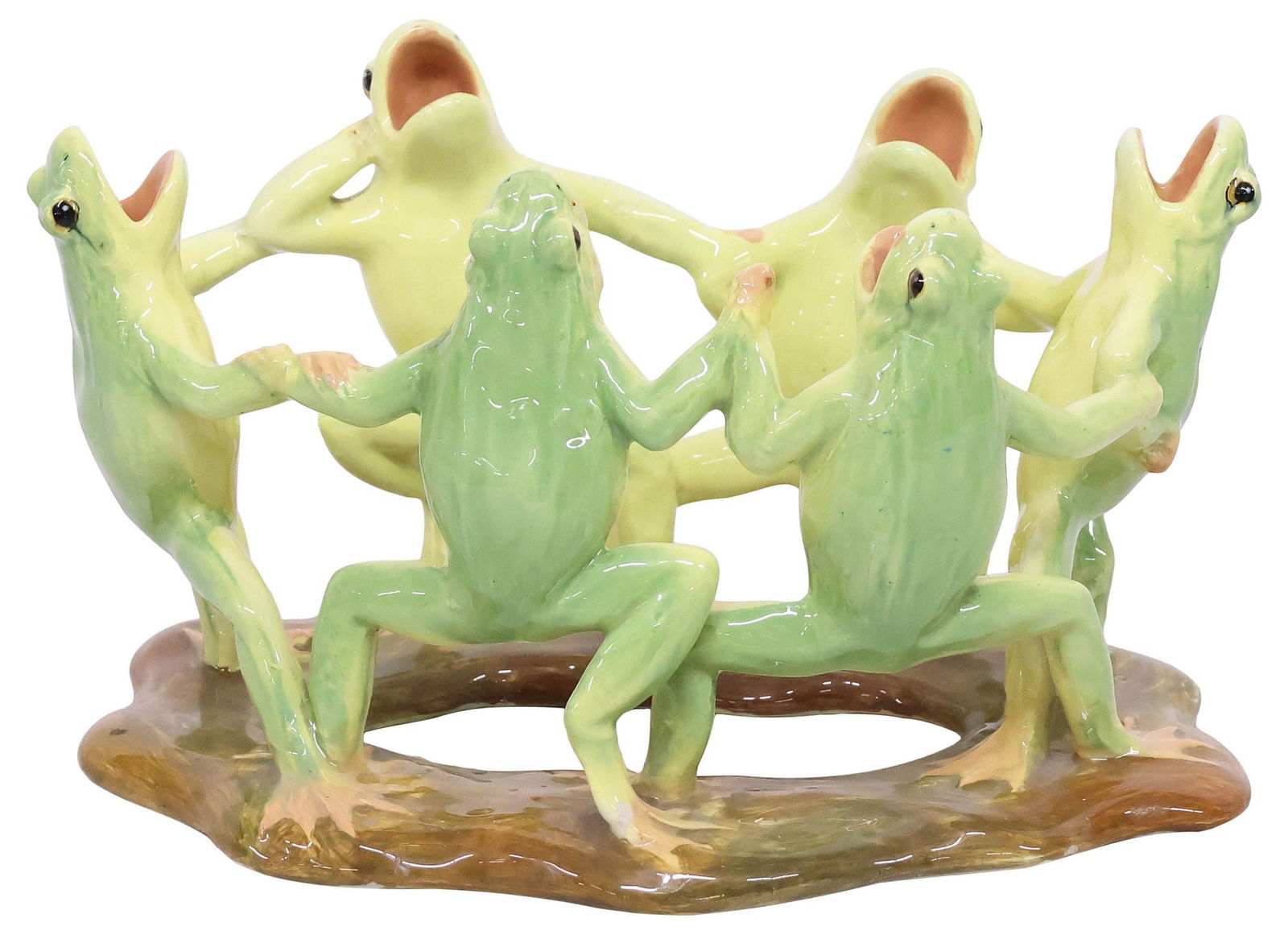 DELPHIN MASSIER VALLAURIS FRENCH MAJOLICA DANCING FROGS VASE (1 of 7)