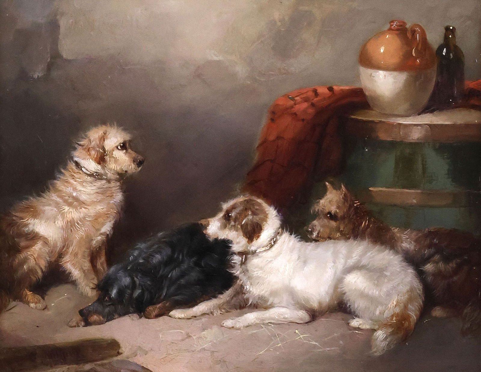 GEORGE ARMFIELD (1808-1893) OIL PAINTING, ENGLISH SPORTING DOGS AT REST (1 of 5)