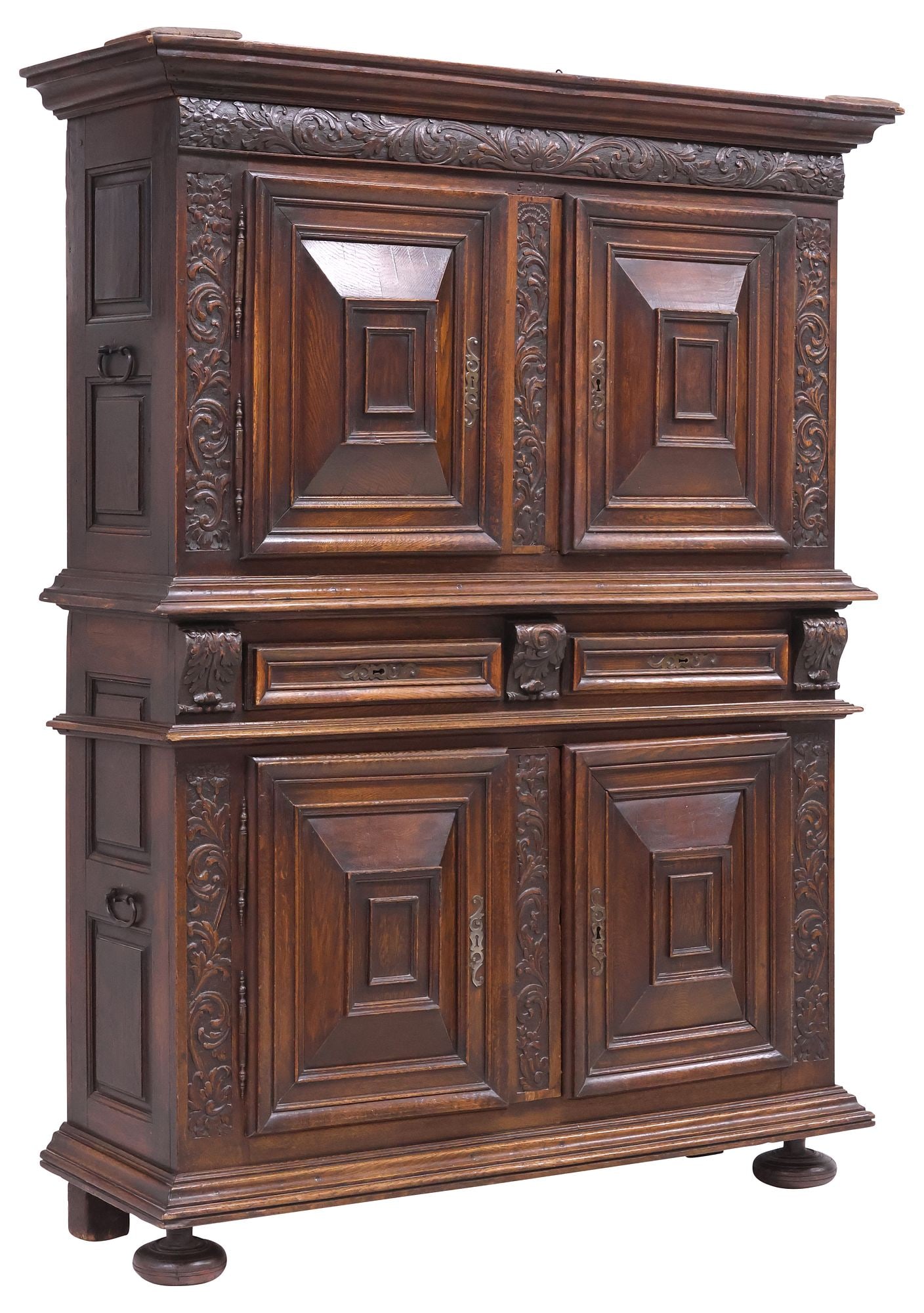 FRENCH LOUIS XIII STYLE CARVED OAK HOMME DEBOUT CABINET (1 of 7)