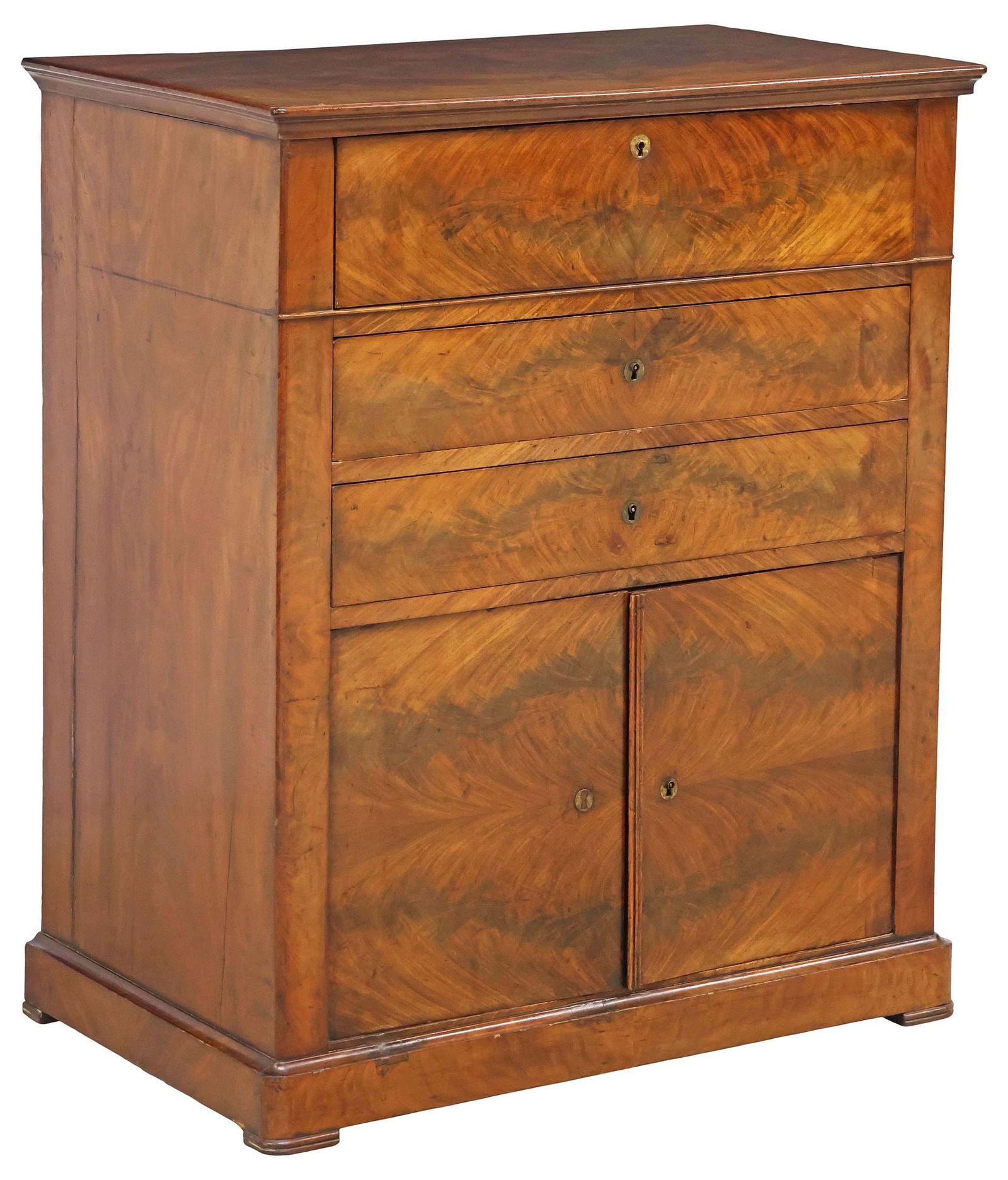 FRENCH LOUIS PHILIPPE BURLED MAHOGANY BUFFET / SILVER CHEST (1 of 7)