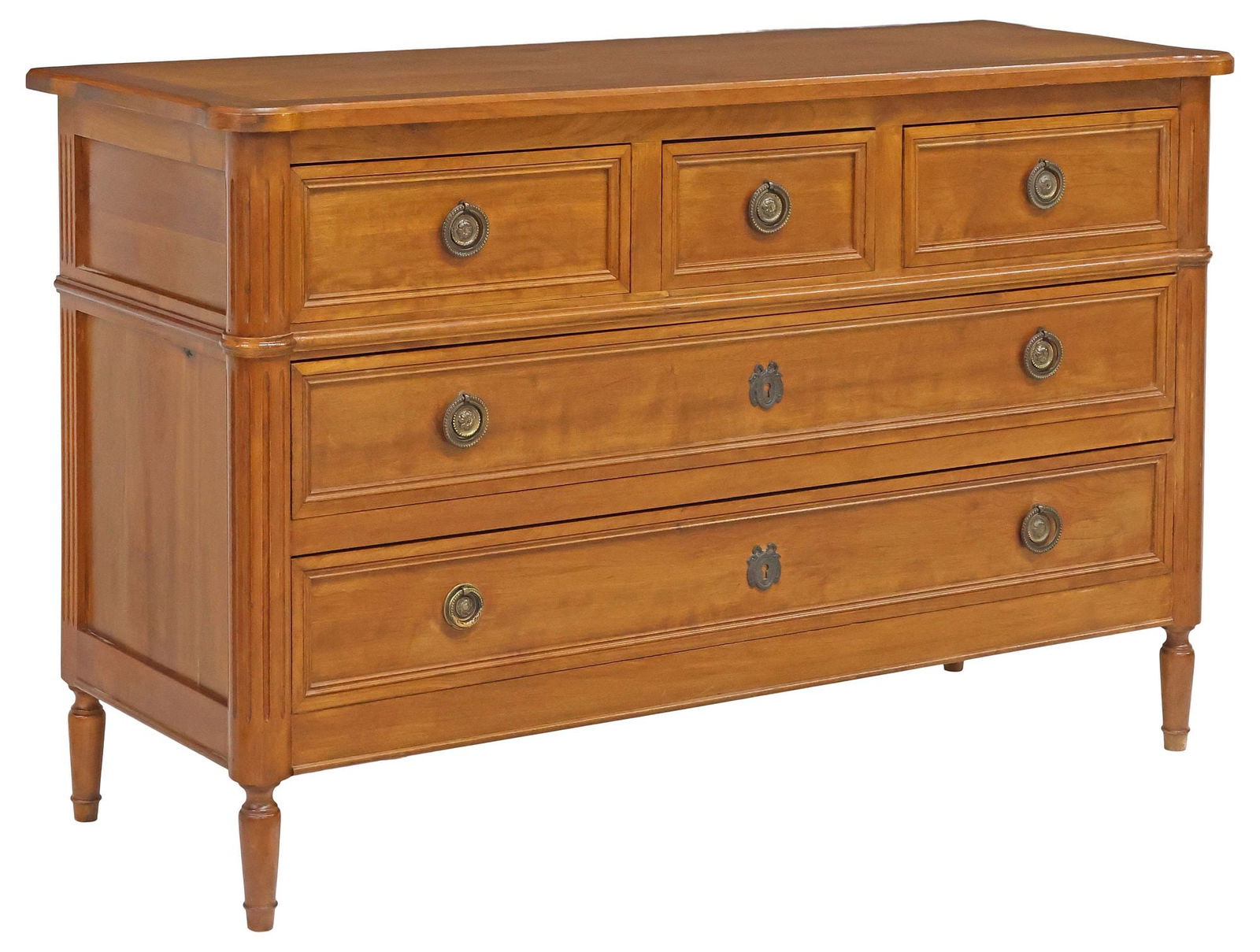 FRENCH LOUIS XVI STYLE 5-DRAWER WALNUT COMMODE (1 of 5)