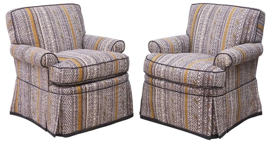(2) CONTEMPORARY CUSTOM-UPHOLSTERED PATTERNED LOUNGE CHAIRS