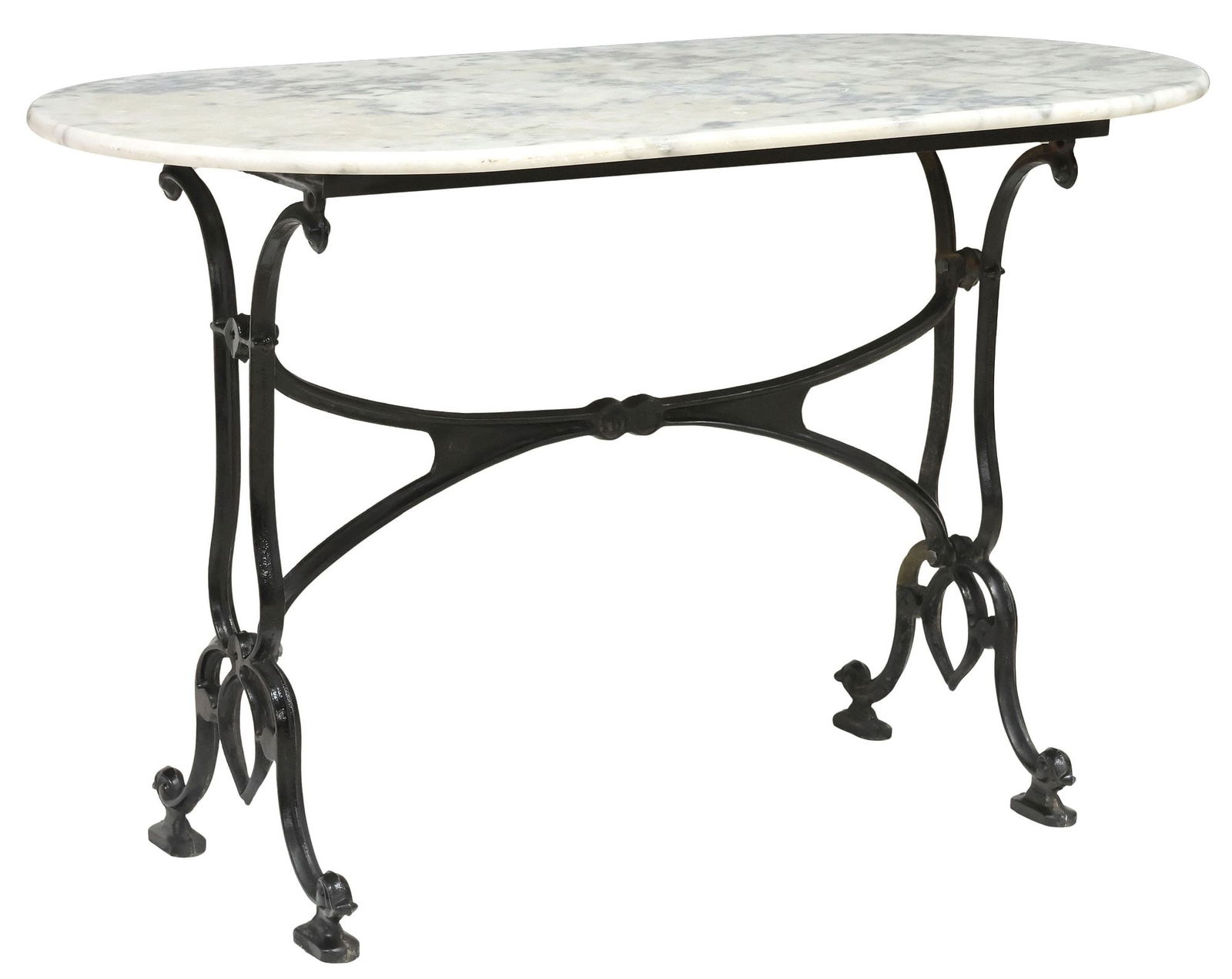 FRENCH MARBLE-TOP CAST IRON BISTRO TABLE (1 of 4)