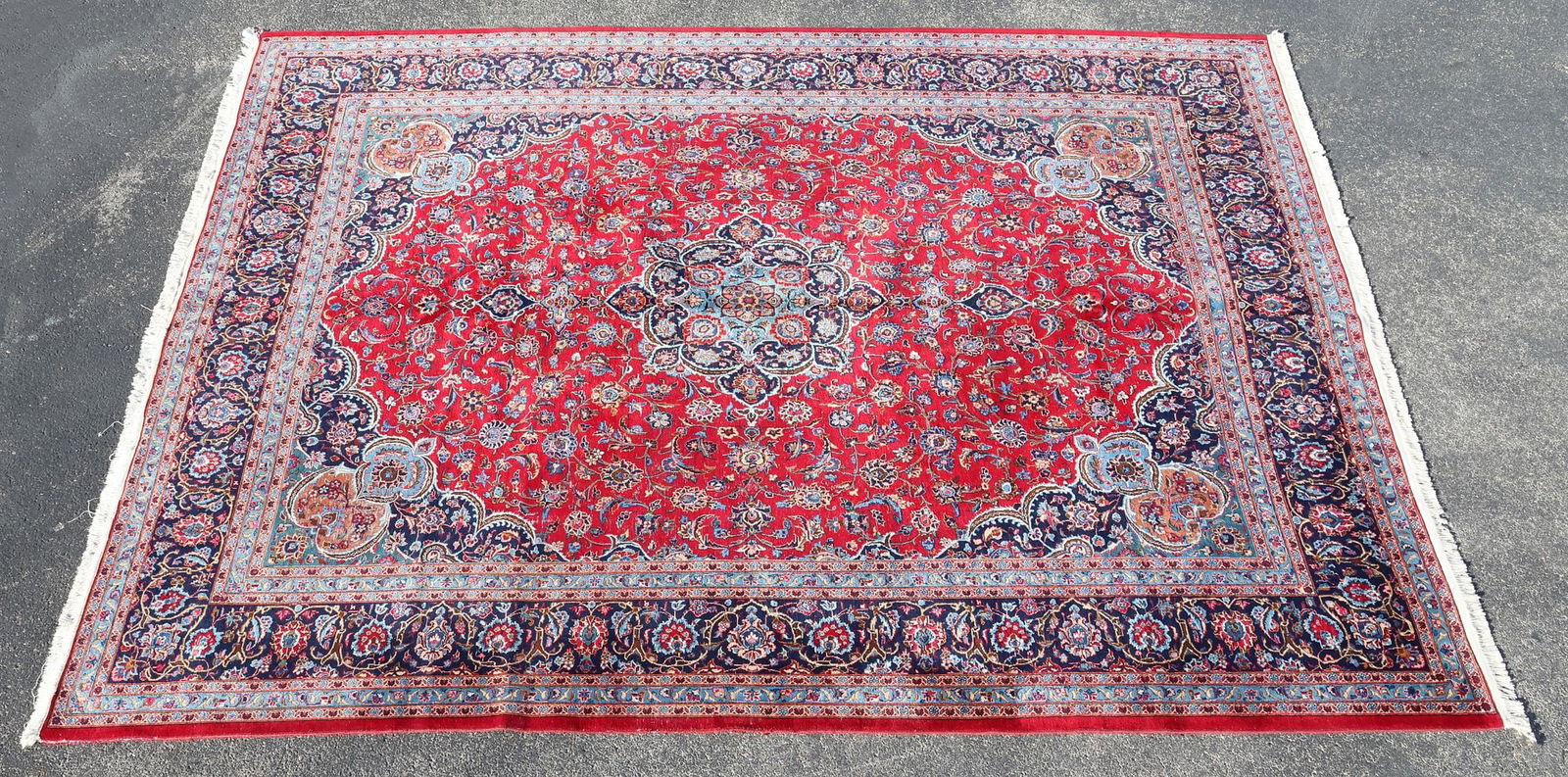 ESTATE HAND-TIED PERSIAN KASHAN RUG, 12'11" X 9'11" (1 of 3)