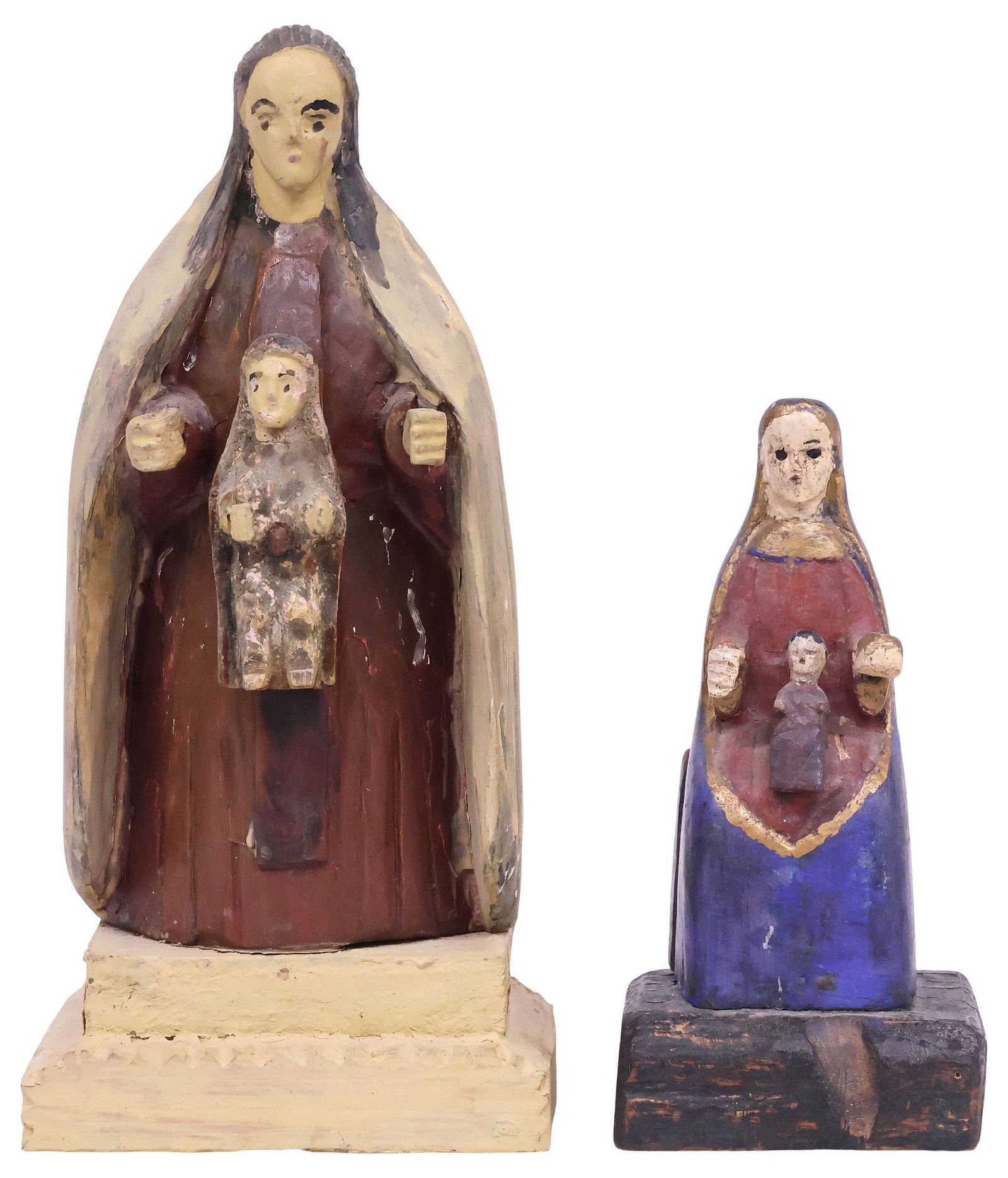 (2) SPANISH COLONIAL FOLK ART 'SANTOS DE PALO' FIGURES, 1 DOMINGO ROJAS W/ COA - 2