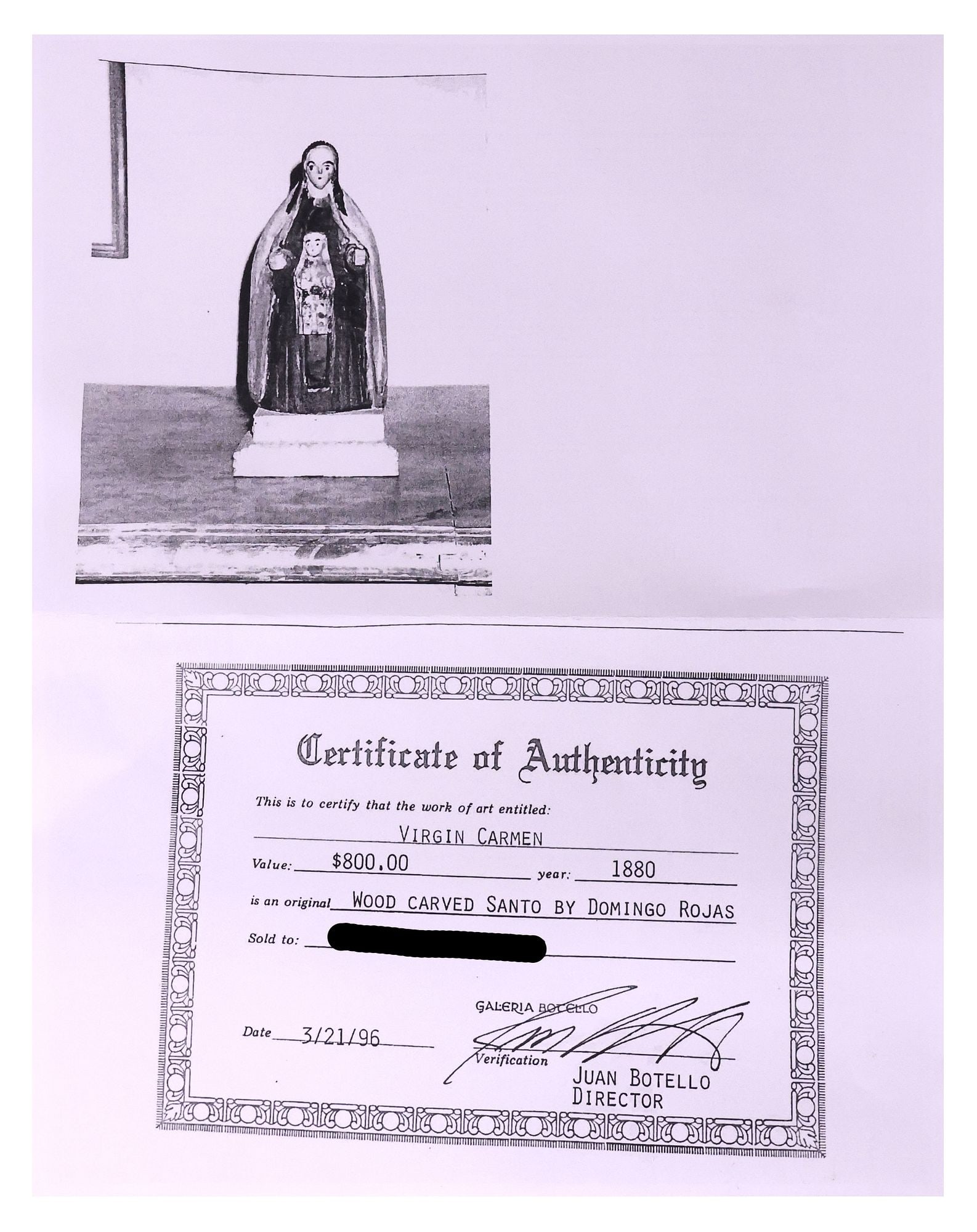 (2) SPANISH COLONIAL FOLK ART 'SANTOS DE PALO' FIGURES, 1 DOMINGO ROJAS W/ COA - 7