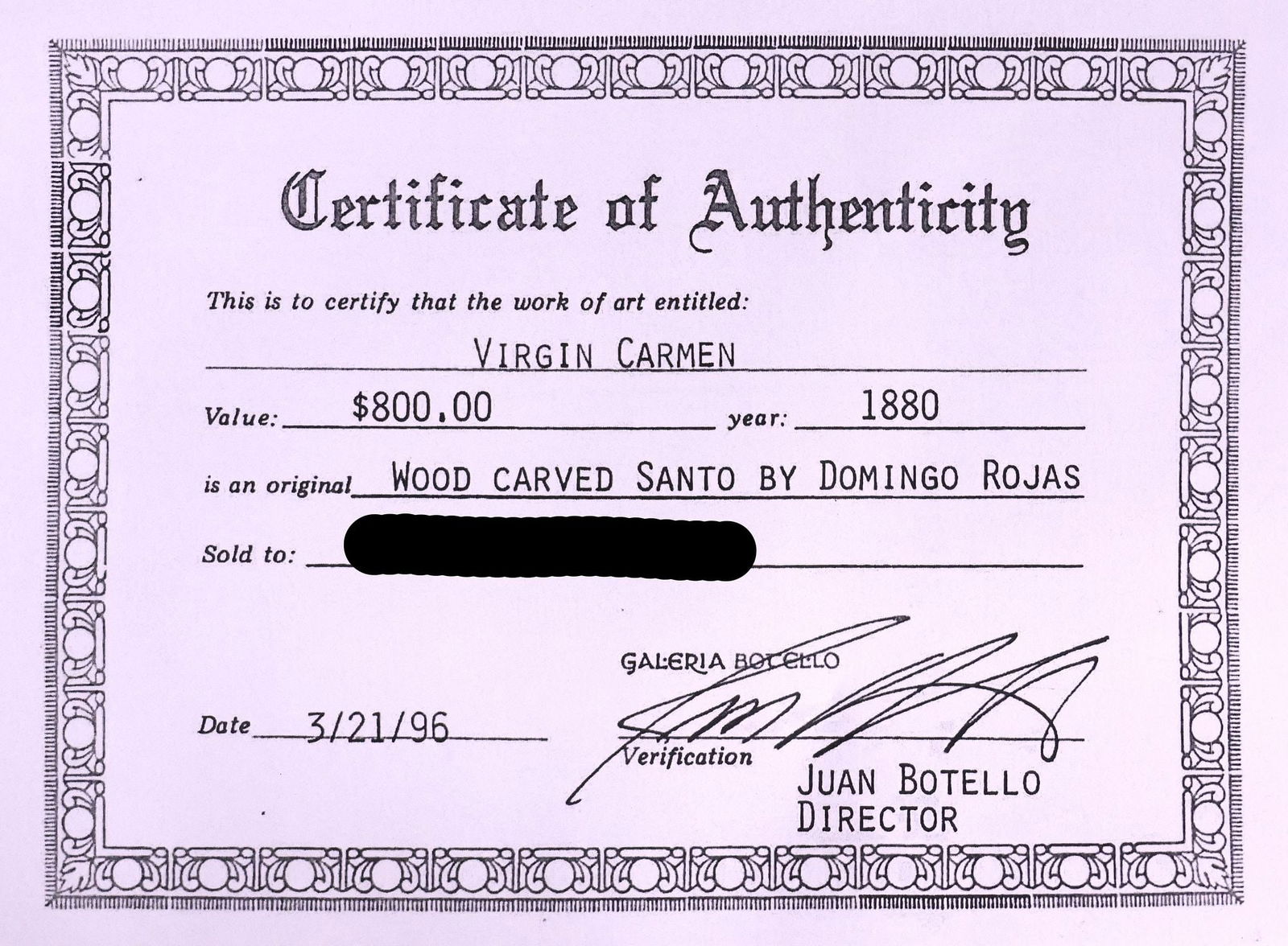 (2) SPANISH COLONIAL FOLK ART 'SANTOS DE PALO' FIGURES, 1 DOMINGO ROJAS W/ COA - 8