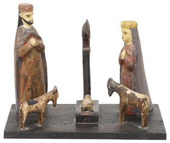 FLORENCIO CABAN (D.1951) PUERTO RICAN FOLK ART 'SANTOS DE PALO' NATIVITY, COA