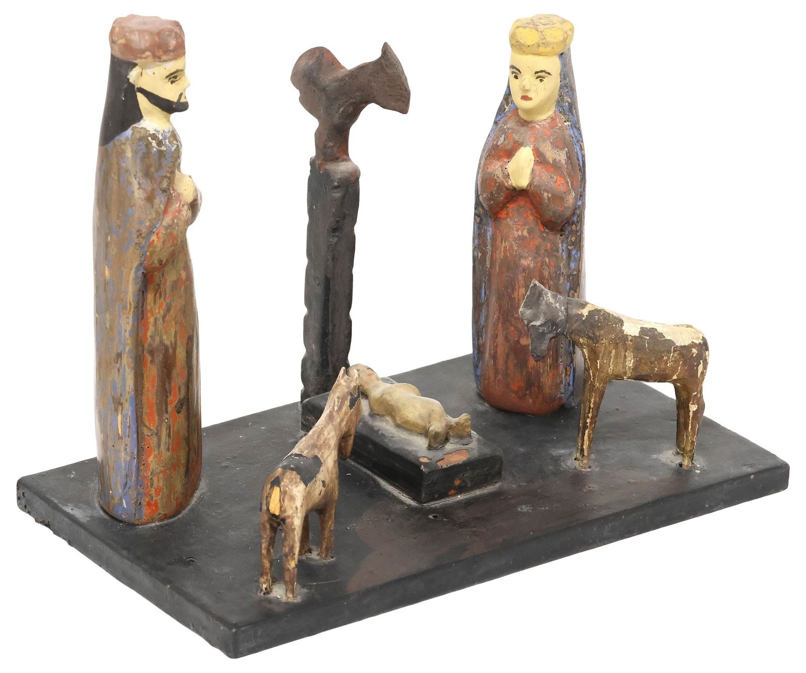 FLORENCIO CABAN (D.1951) PUERTO RICAN FOLK ART 'SANTOS DE PALO' NATIVITY, COA - 5