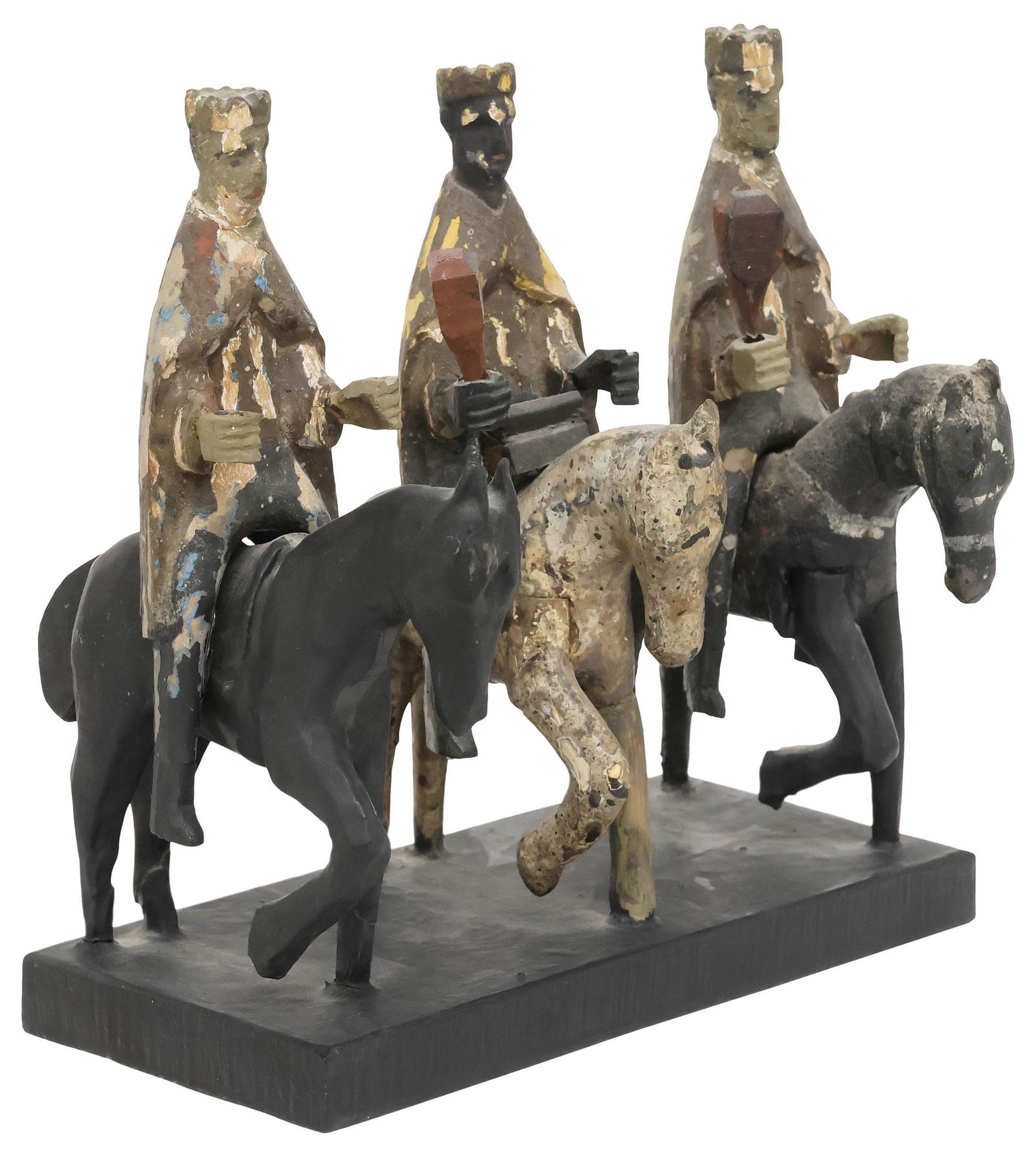 FLORENCIO CABAN (D.1951) PUERTO RICAN FOLK ART 'SANTOS DE PALO'¬†THREE KINGS, COA (1 of 7)