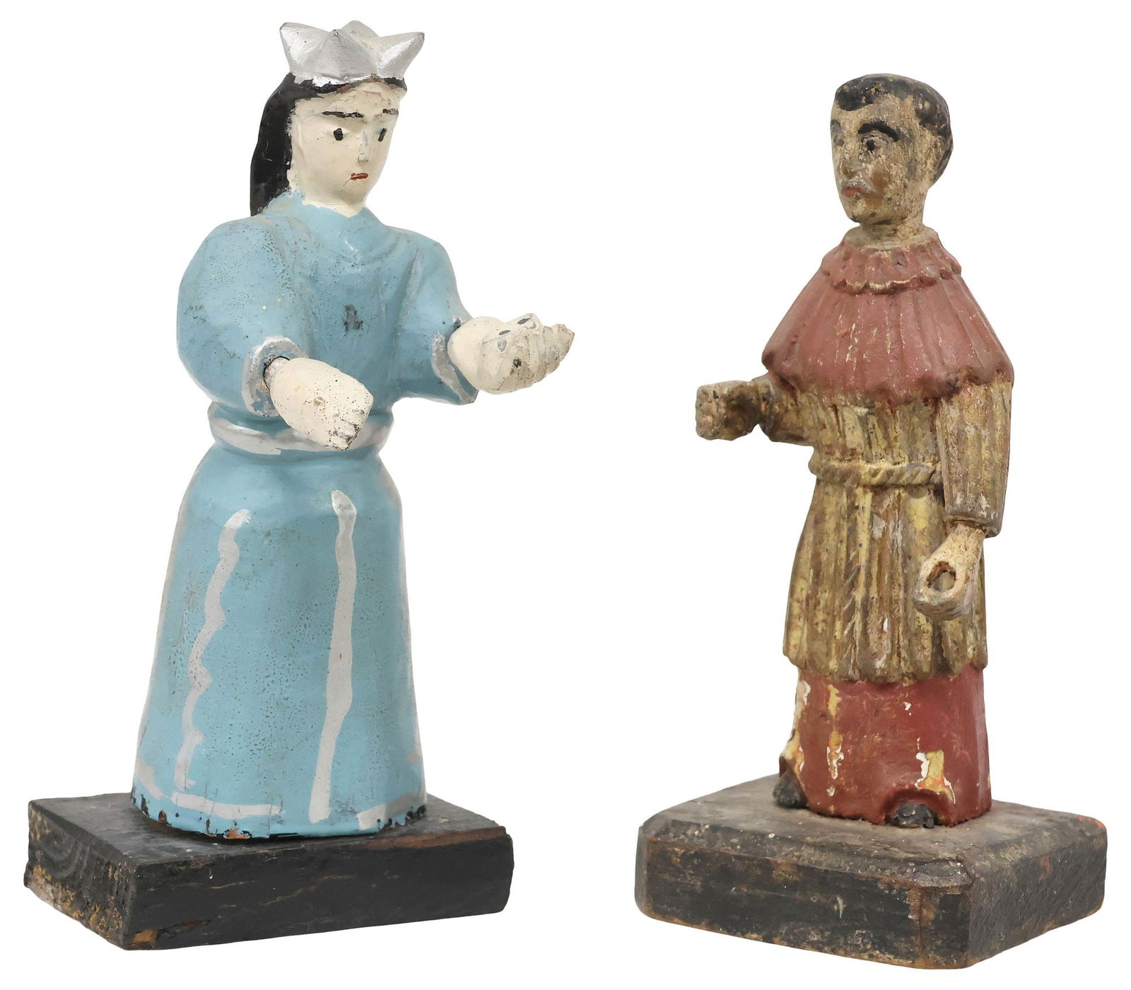 (2) PUERTO RICAN FOLK ART 'SANTOS DE PALO' FIGURES WITH COA'S, CARTAGENA & TOMAS (1 of 5)