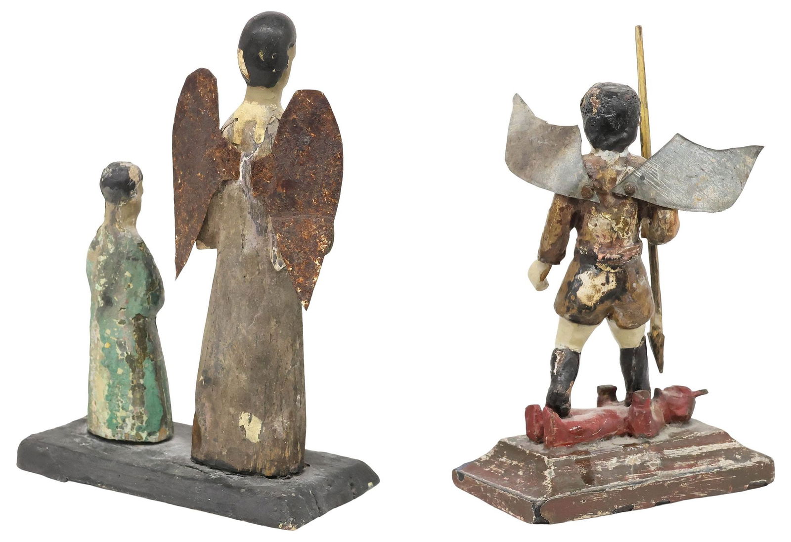 (2) PUERTO RICAN FOLK ART 'SANTOS DE PALO' FIGURES, 1 FLORENCIO CABAN W/ COA - 3