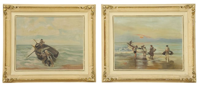 (2) ANGELO SILVIO GALLI (ITALIAN, D.1933) PAINTINGS, PROVINCIAL SEASHORES