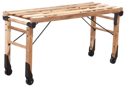 RUSTIC FOLDING WASH TUB STAND / SLATTED BENCH ON CASTERS