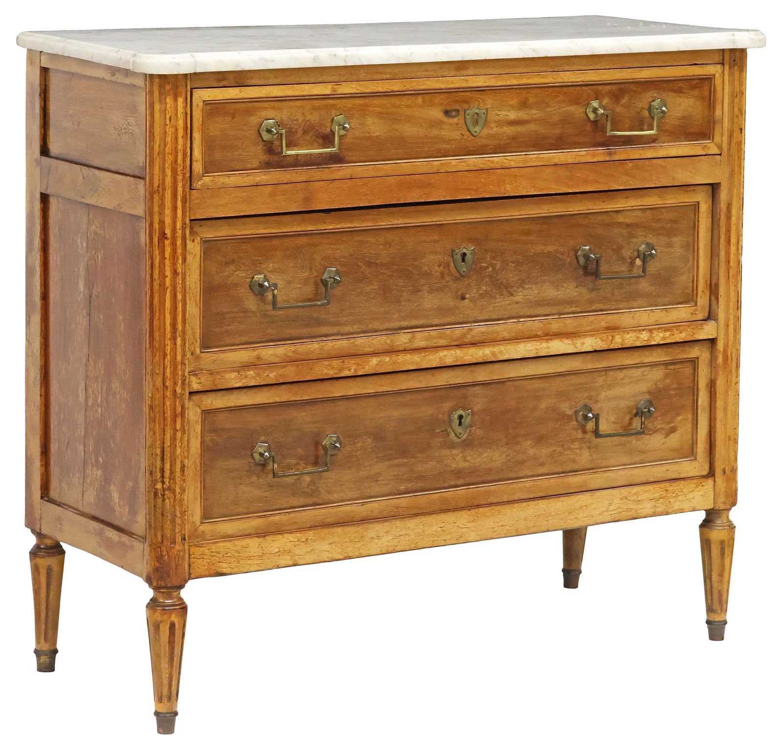 FRENCH LOUIS XVI STYLE MARBLE-TOP 3-DRAWER COMMODE (1 of 5)